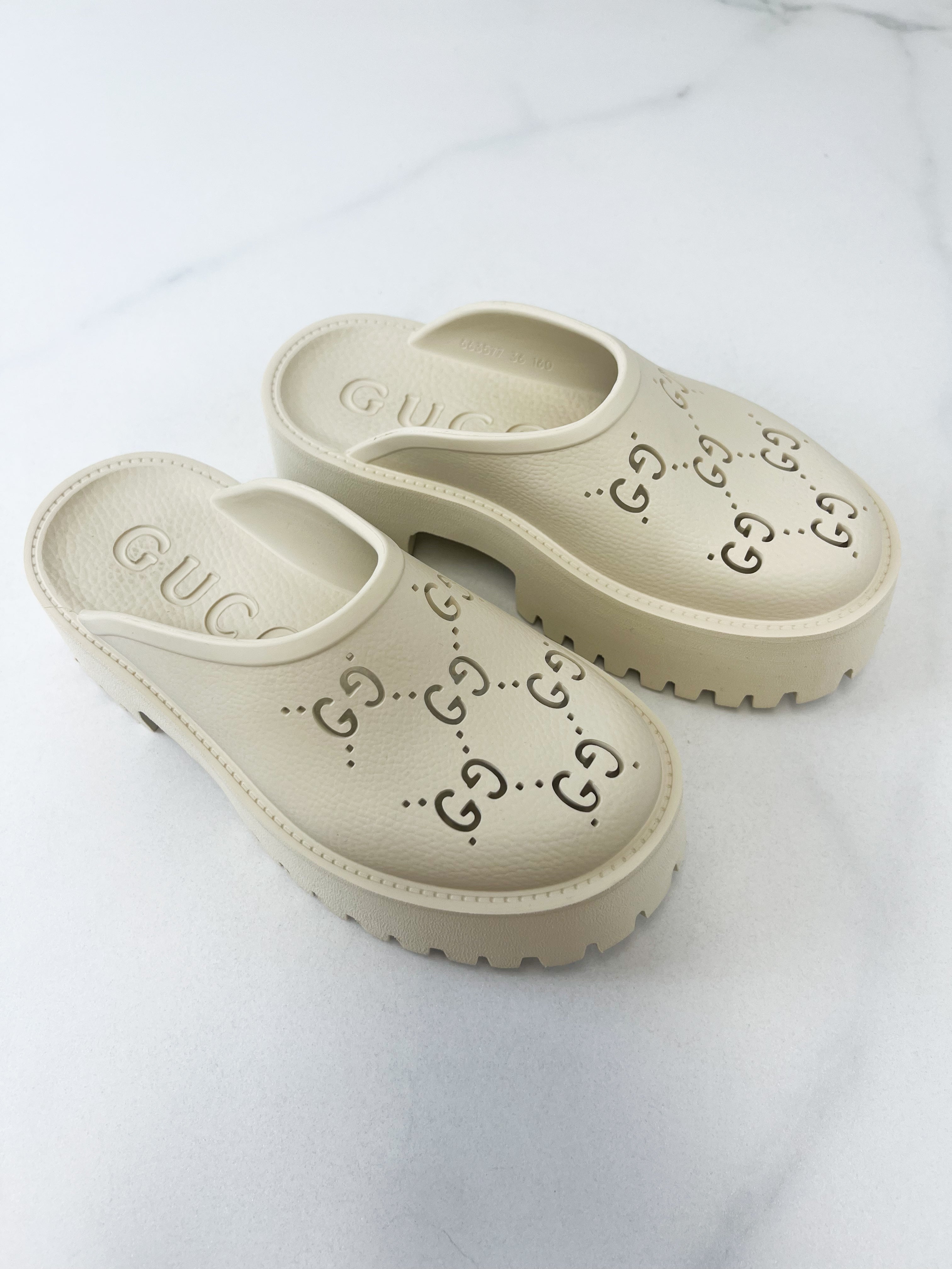 Gucci GG Rubber Platform Clog Size 37