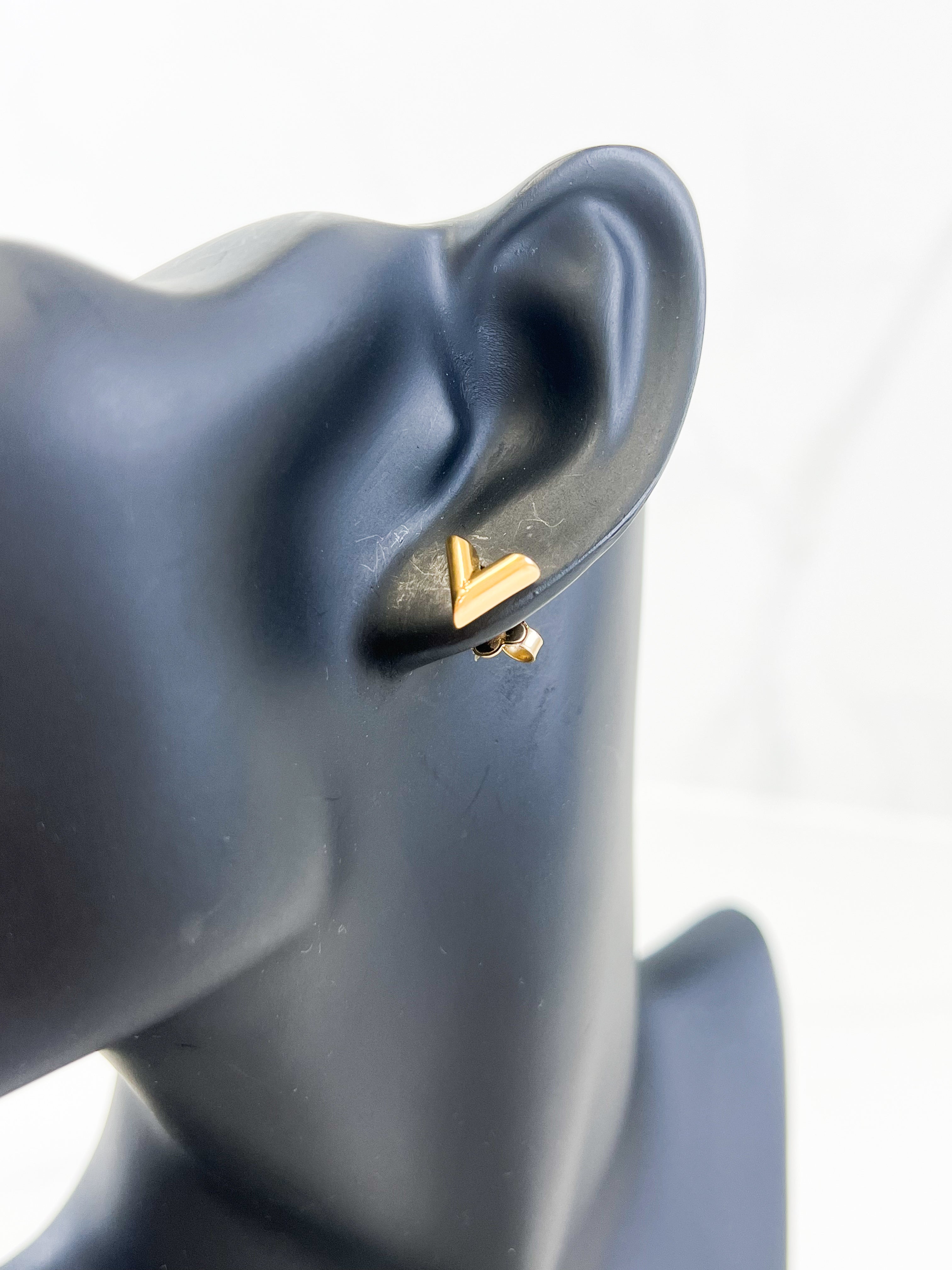 Louis Vuitton Gold Essential V Stud Earrings
