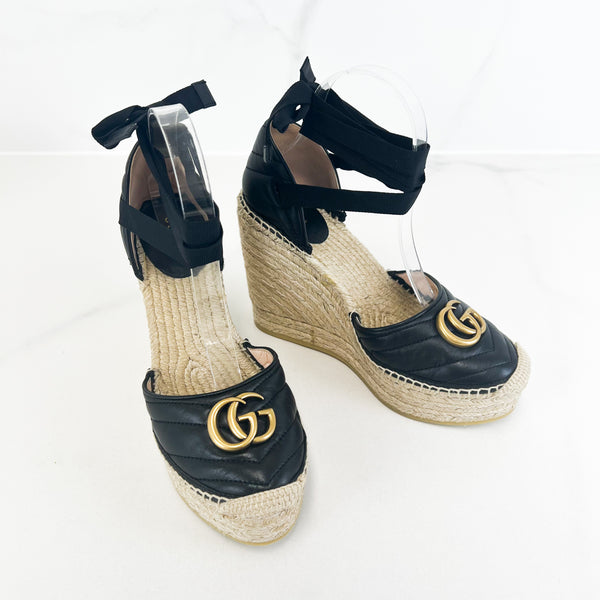 Gucci GG Marmont Espadrilles Wedges Size 38 Shopluxe Consignment