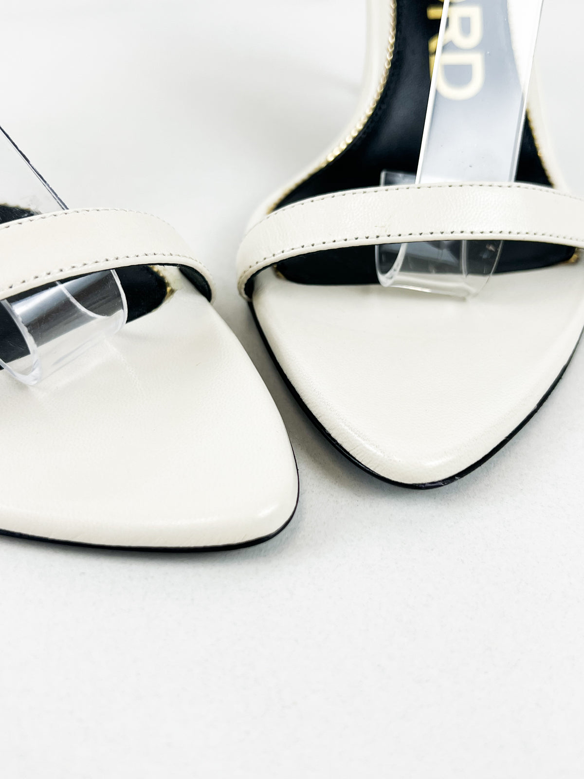 Tom Ford White Padlock Leather Sandal Size 37