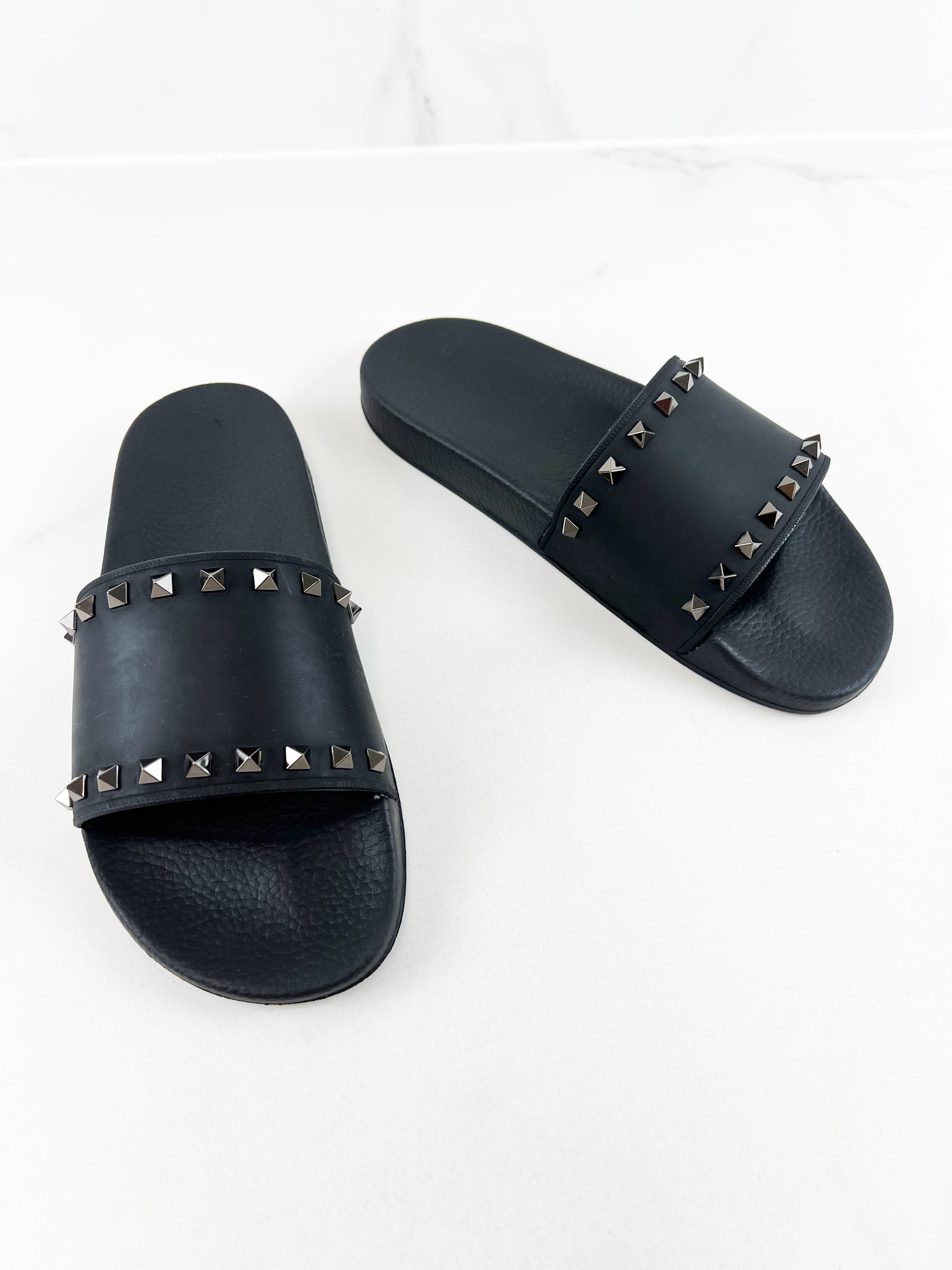 Valentino Men Rockstud Slides Size 42