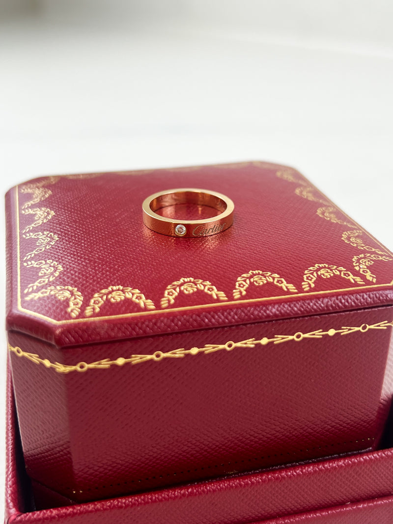 Cartier C De Cartier One Diamond Ring 18K Rose Gold Size 50