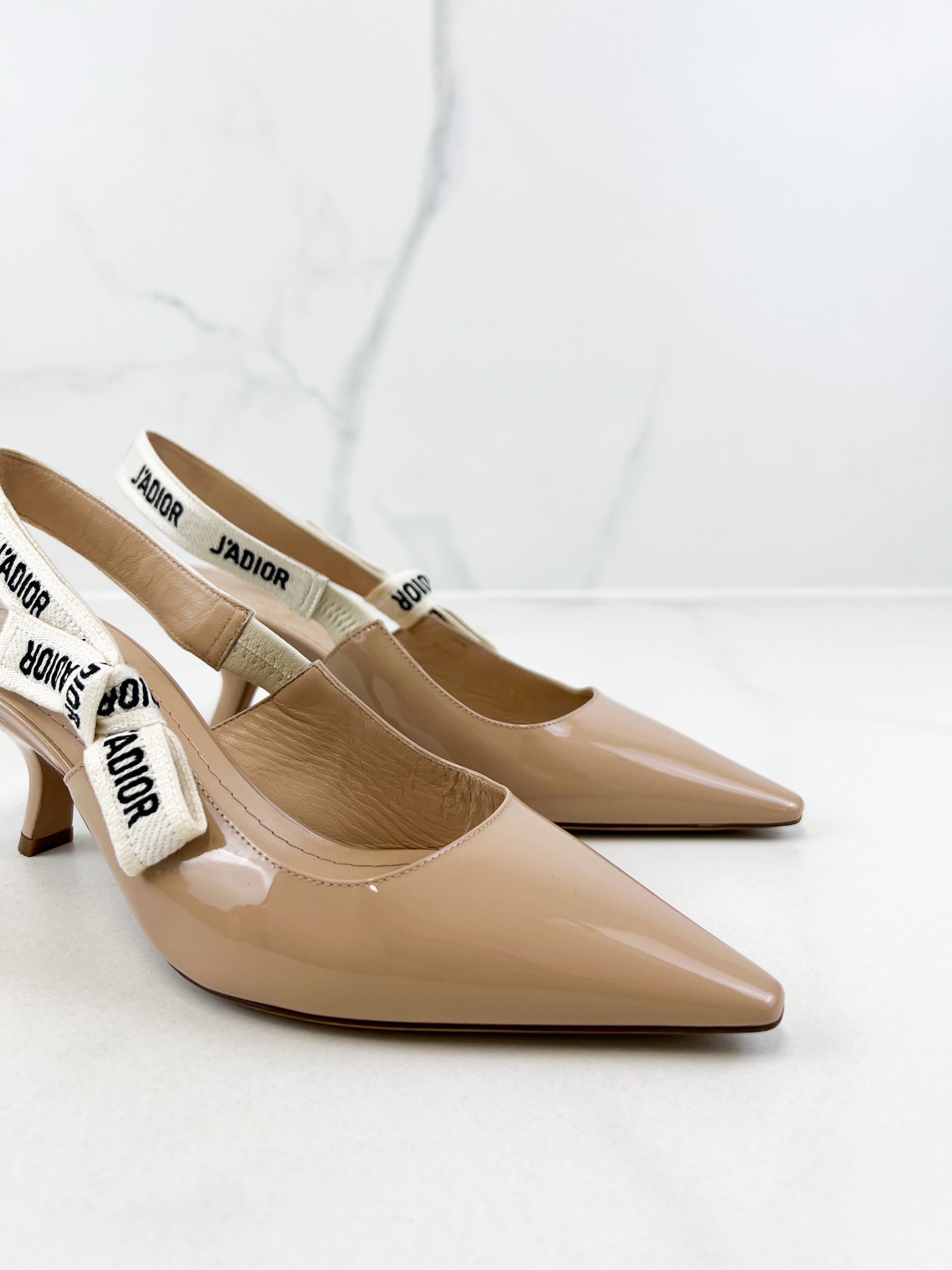 Christian Dior Beige Jadior Slingback Heel Size 37.5
