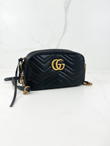Gucci Black GG Small Marmont Shoulder Bag