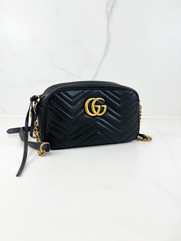Gucci Black GG Small Marmont Shoulder Bag