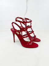 Valentino Red Rockstud Leather Sandals Size 39
