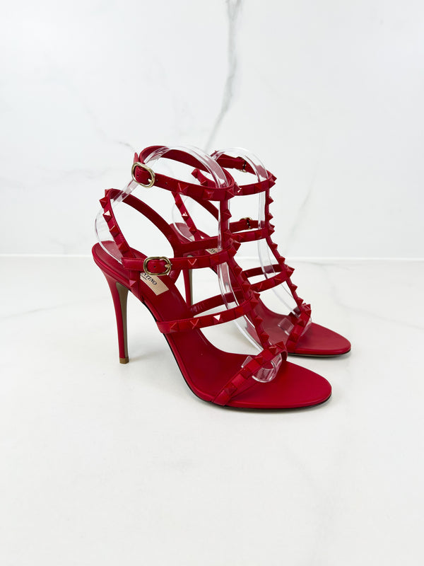 Valentino Red Rockstud Leather Sandals Size 39