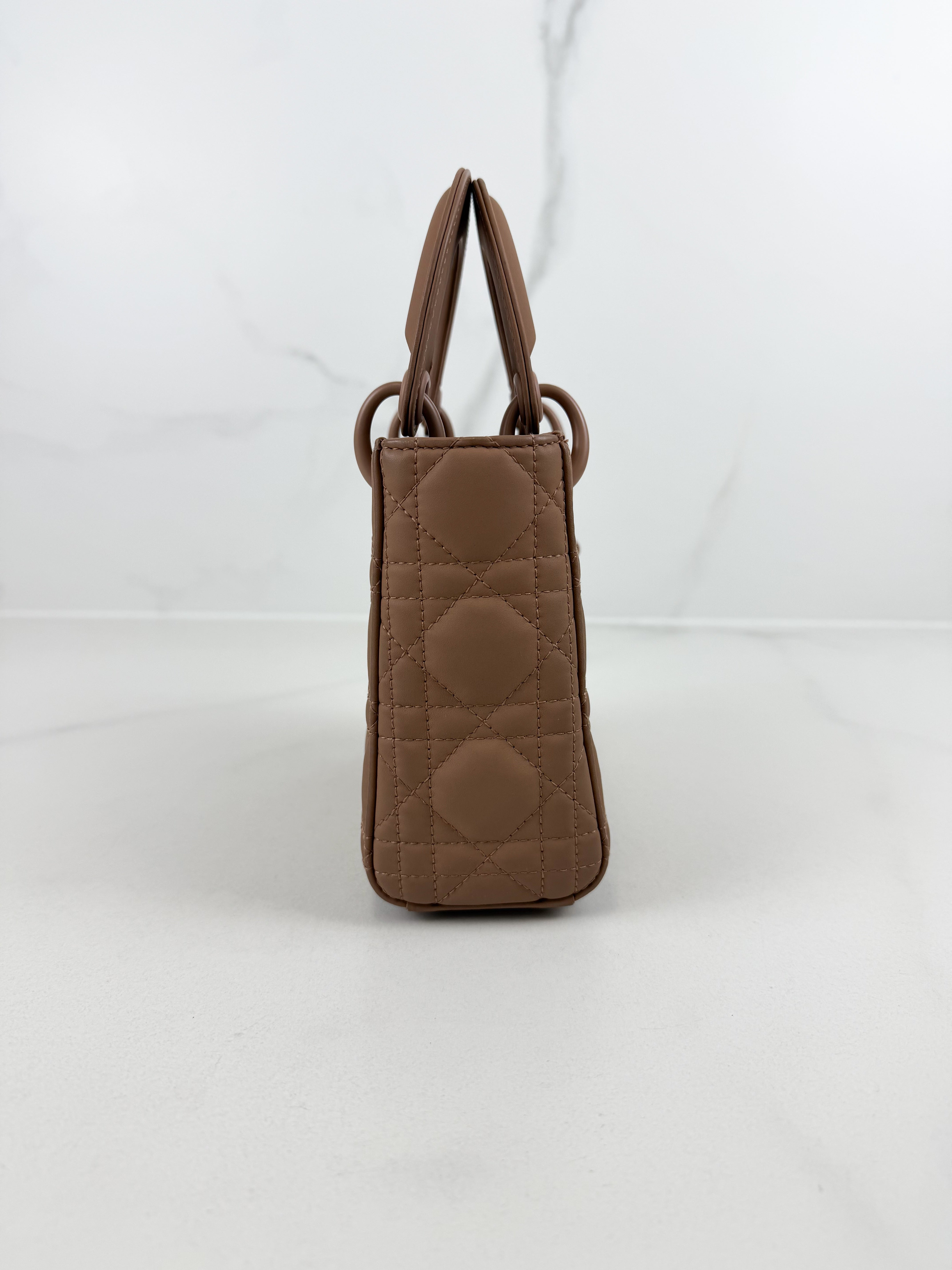 Christian Dior Mini Lady Dior Cannage Leather in Blush Pink Ultramatte