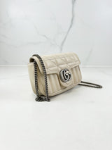 Gucci White GG Marmont Matelasse Super Mini Bag