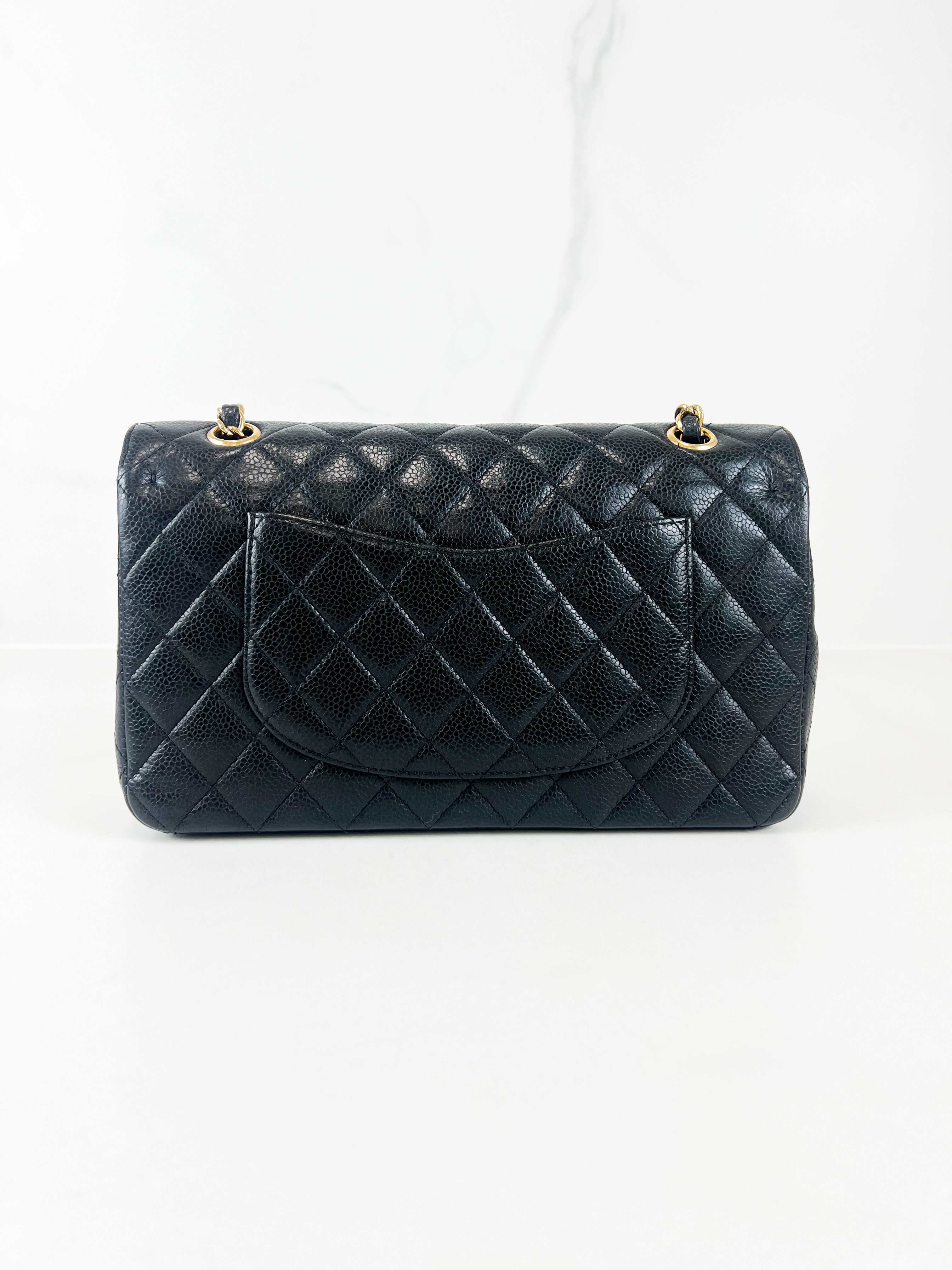 Chanel CC Medium Caviar Black Classic Double Flap Shoulder Bag