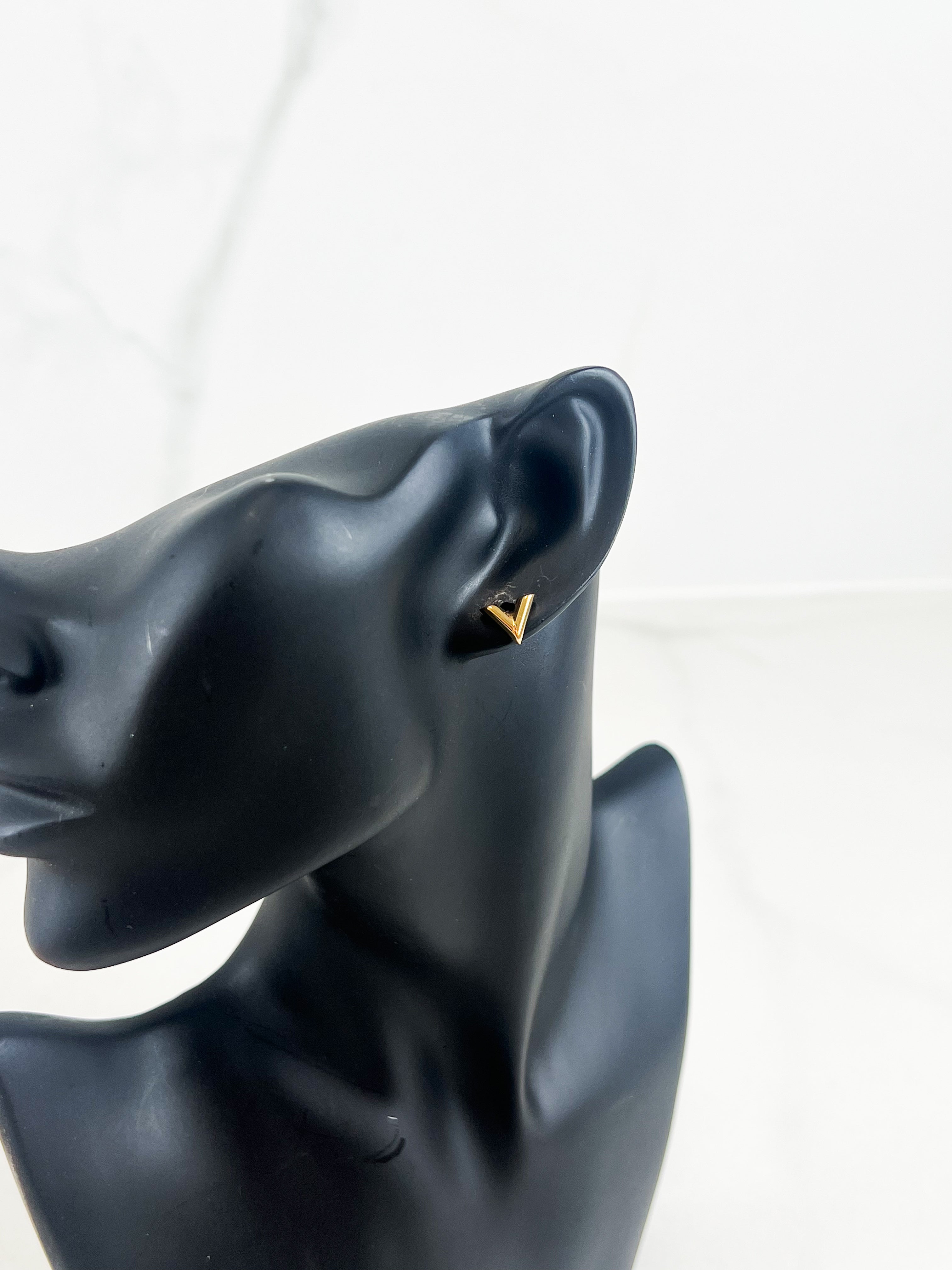 Louis Vuitton Gold Essential V Stud Earrings
