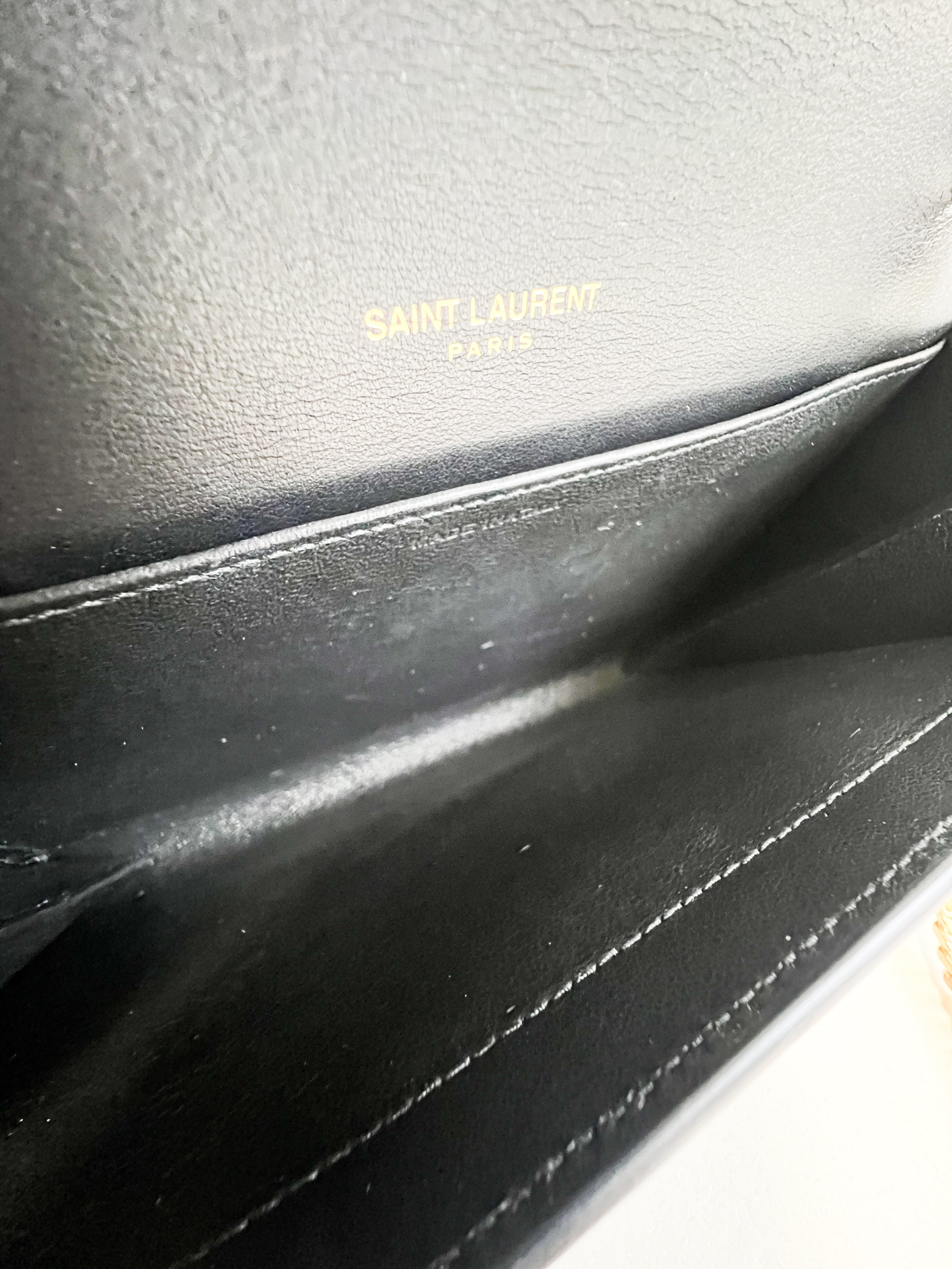 Saint Laurent Uptown Chain Wallet in Croc Leather