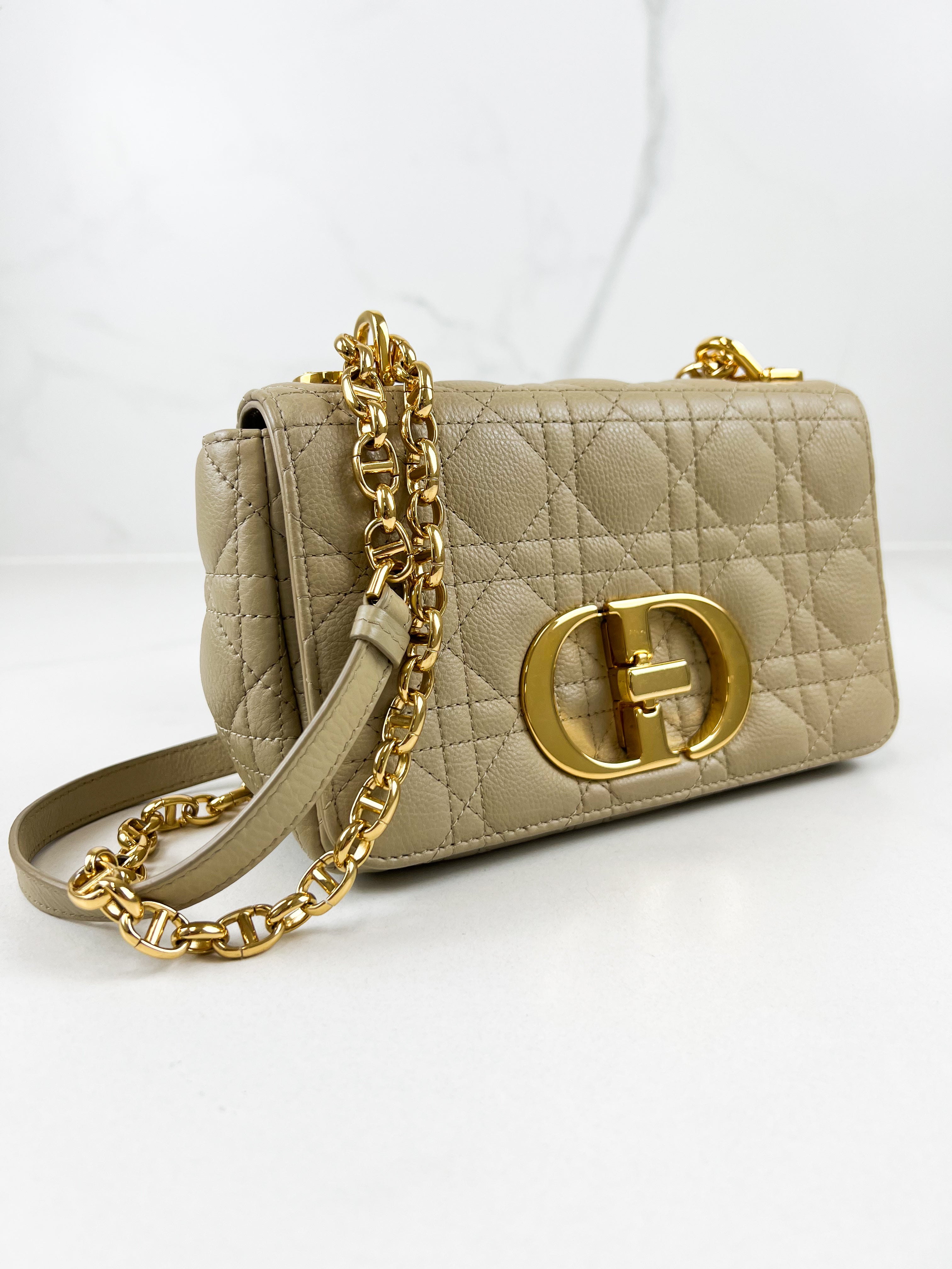 Christian Dior Medium Caro Bag in Beige with GHW