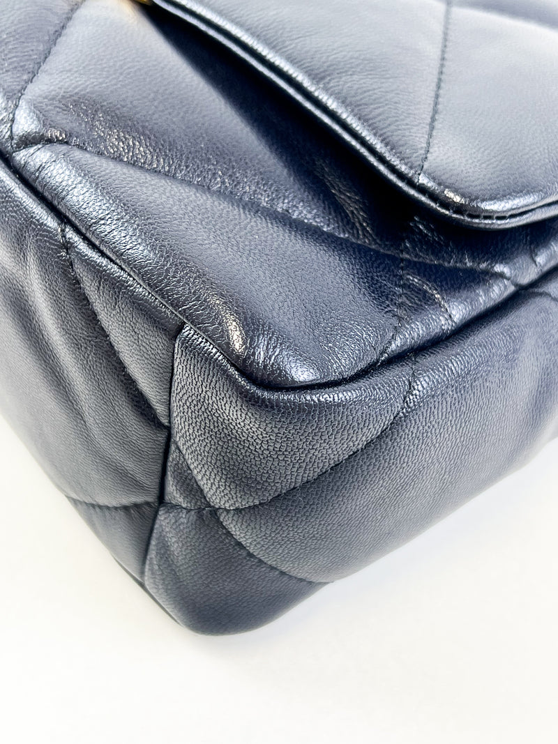 Chanel Navy Small Lambskin 19 with Gold & Silver Tone Hardware
