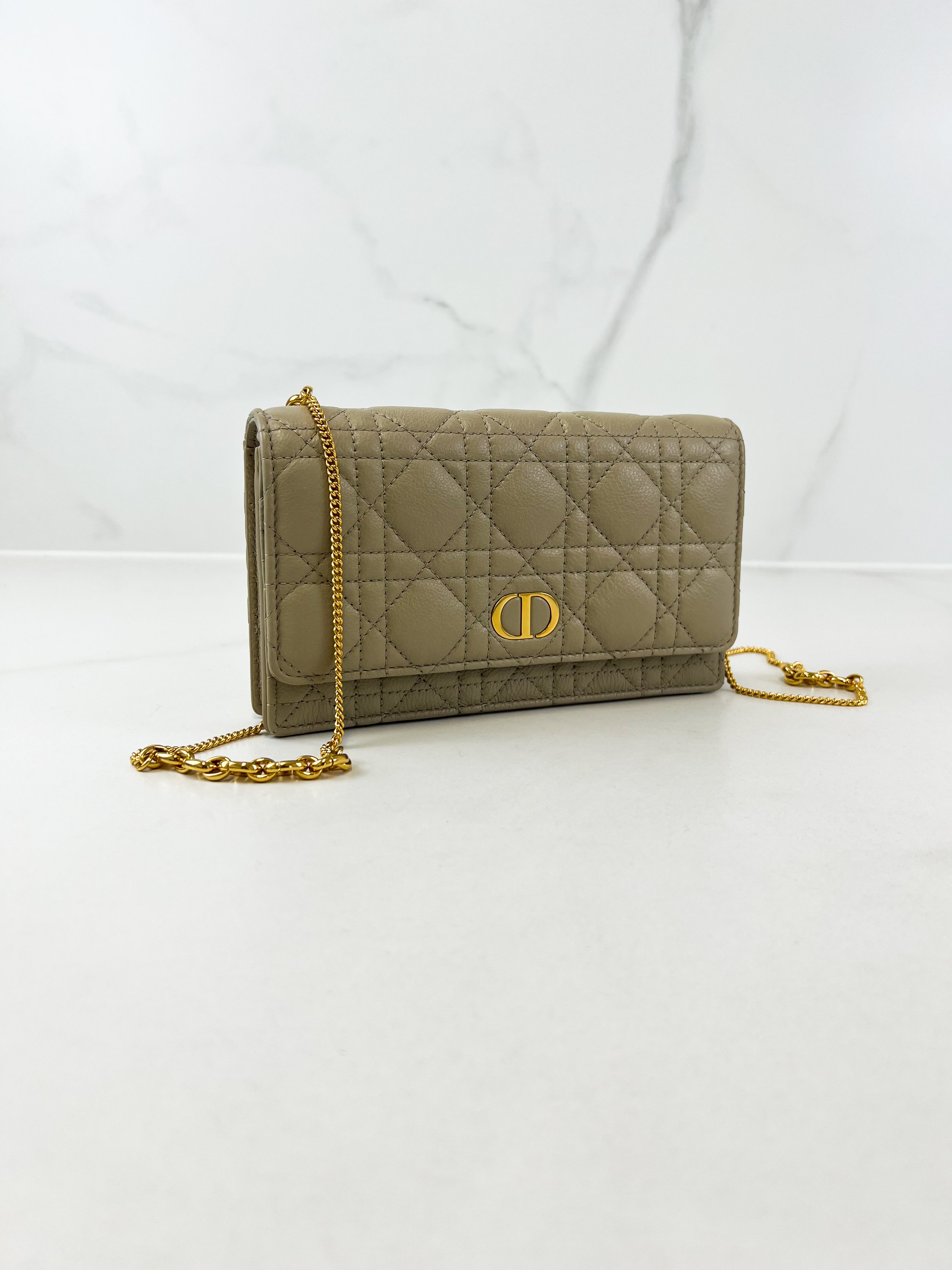 Christian Dior Beige Caro Pouch with Chain