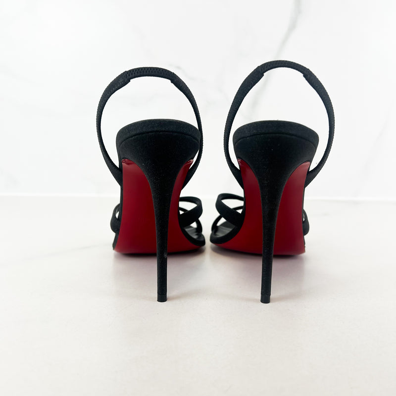 Christian Louboutin Black Glitter Emilie Sandal 100 Size 38.5