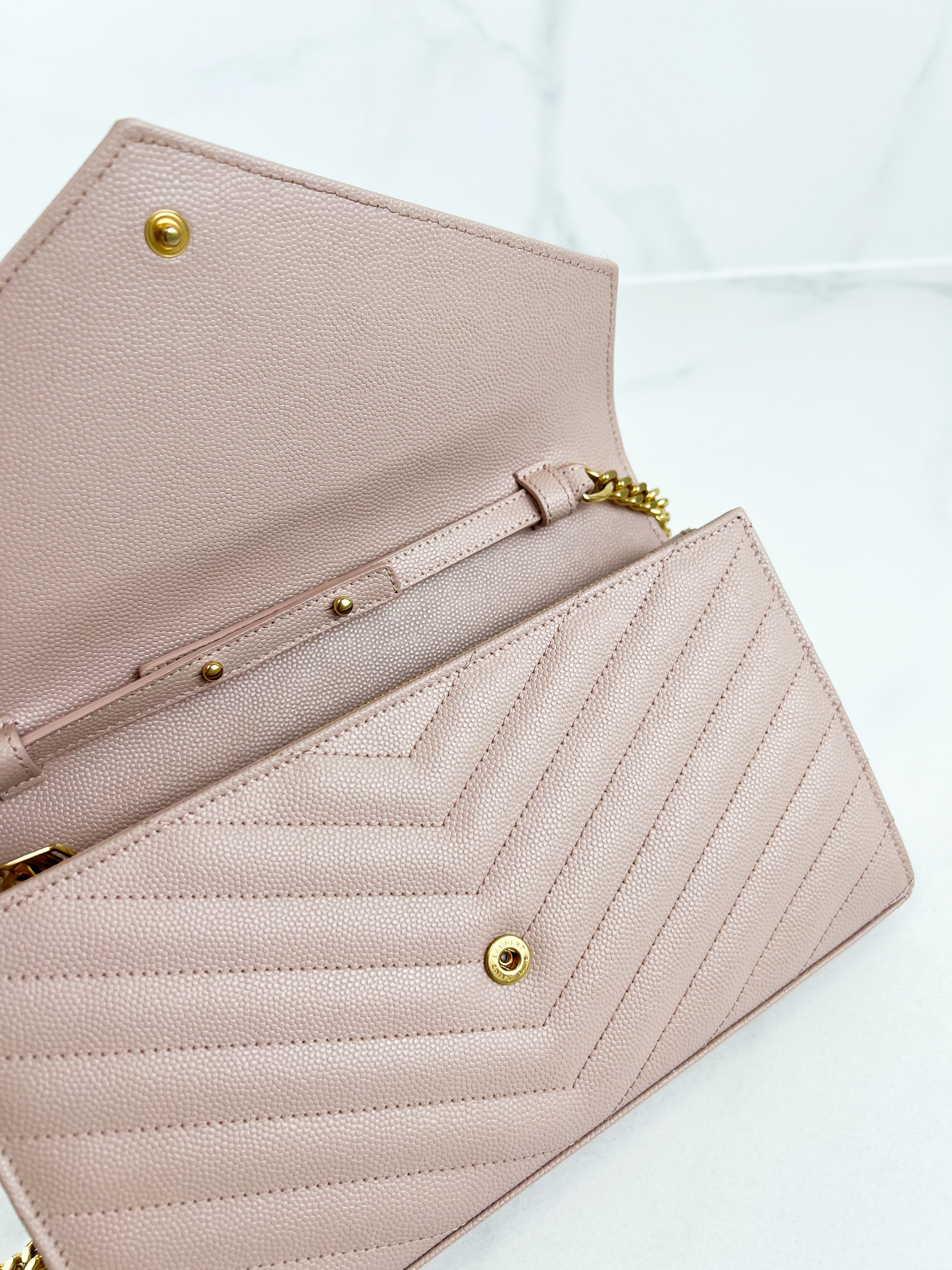 Saint Laurent Cassandre Envelope Pink WOC with GHW