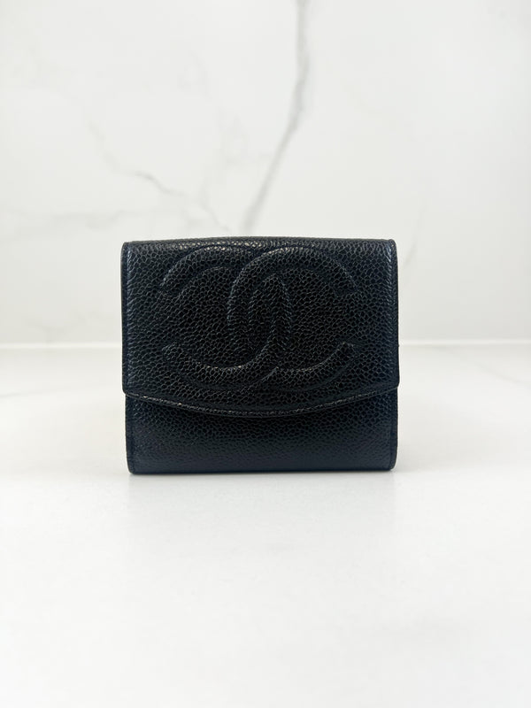 Chanel Black Decacoco Double Hook Bifold Wallet