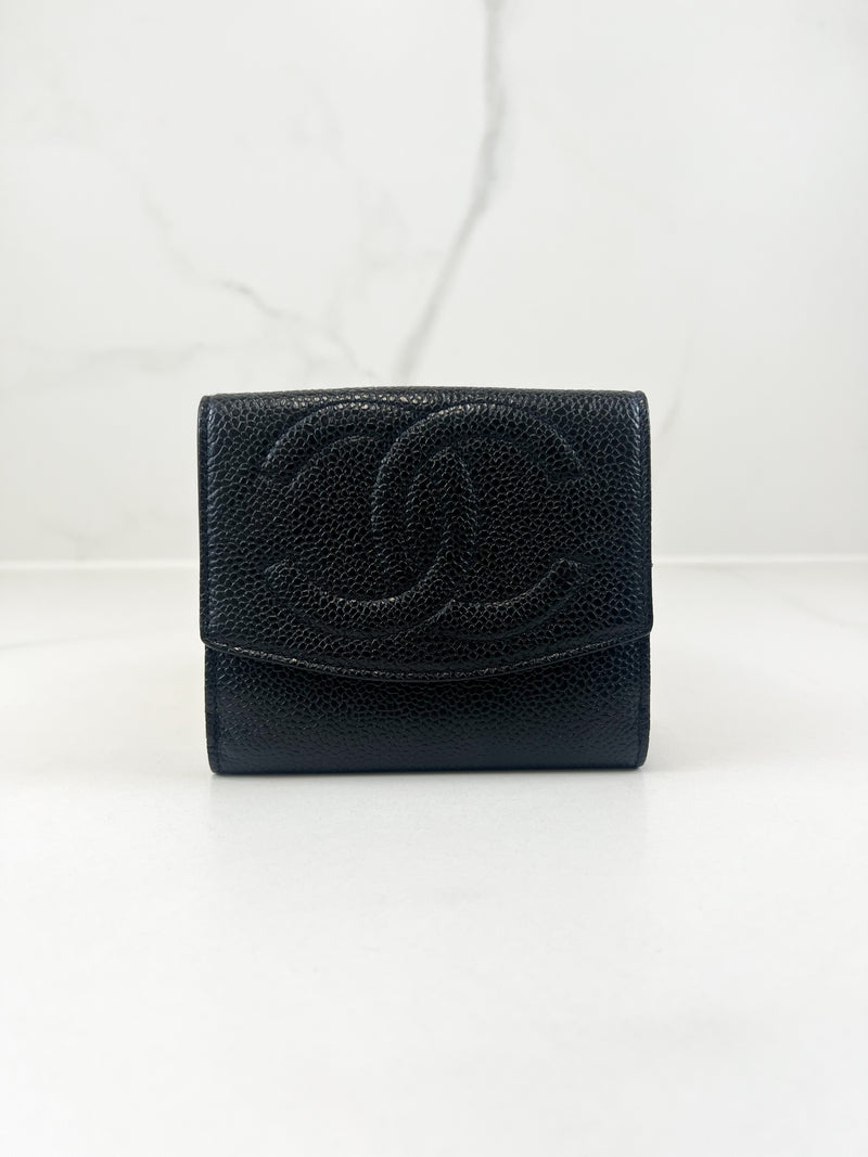 Chanel Black Decacoco Double Hook Bifold Wallet