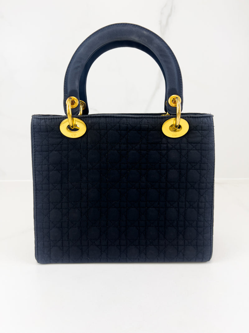 Christian Dior Vintage Black Lady Dior with Gold Hardware