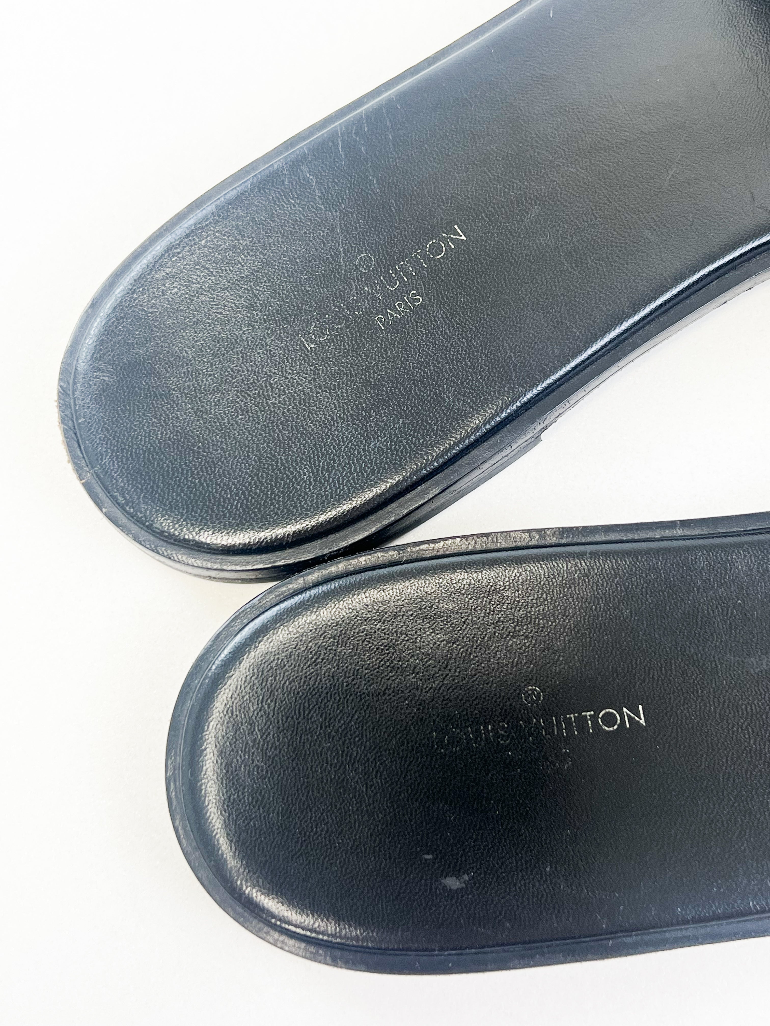 Louis Vuitton Monogram Lock It Flat Slides Size 40