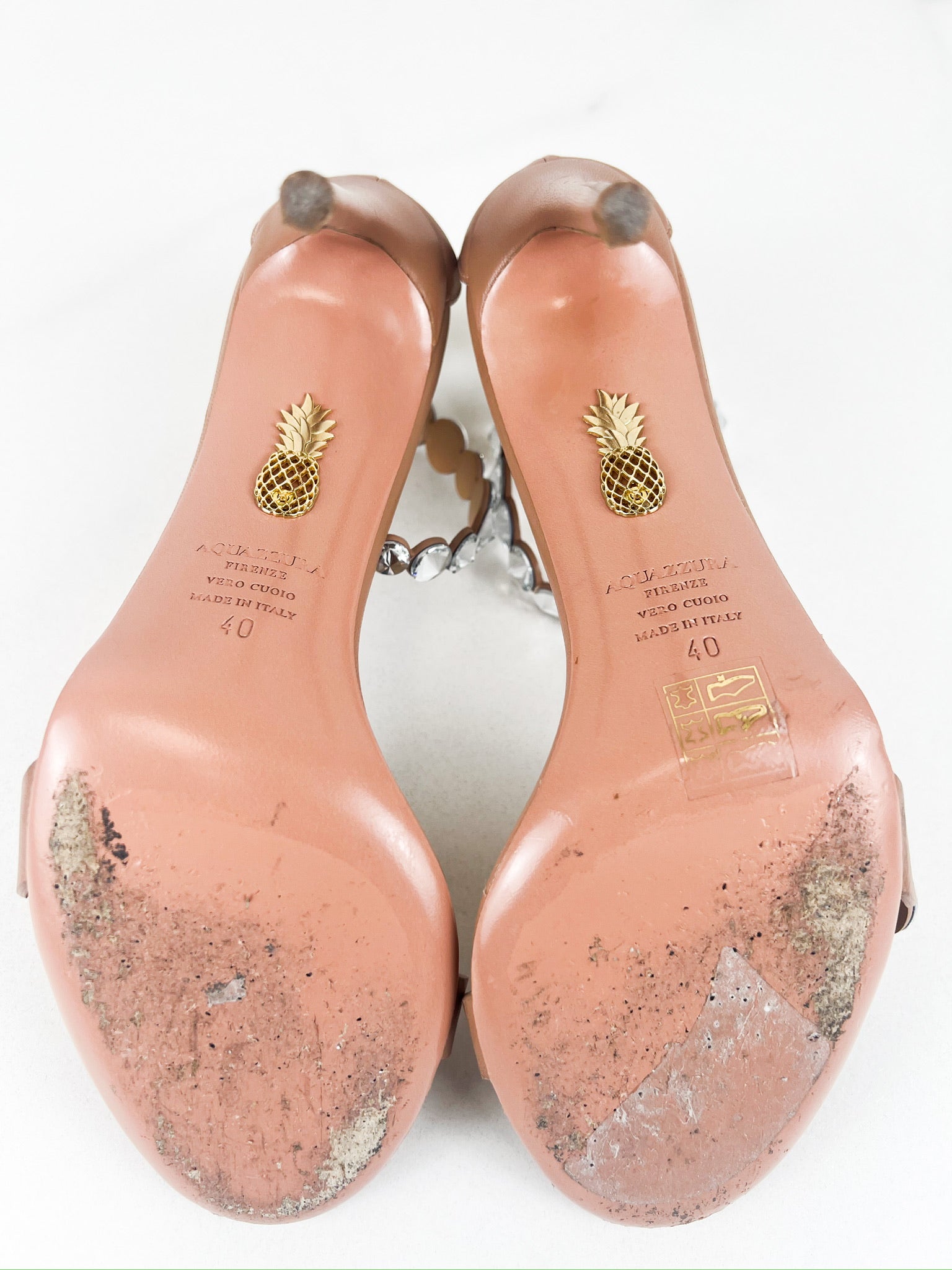 Aquazzura Tequila 105mm Crystal-embellished Leather Sandals Size 40