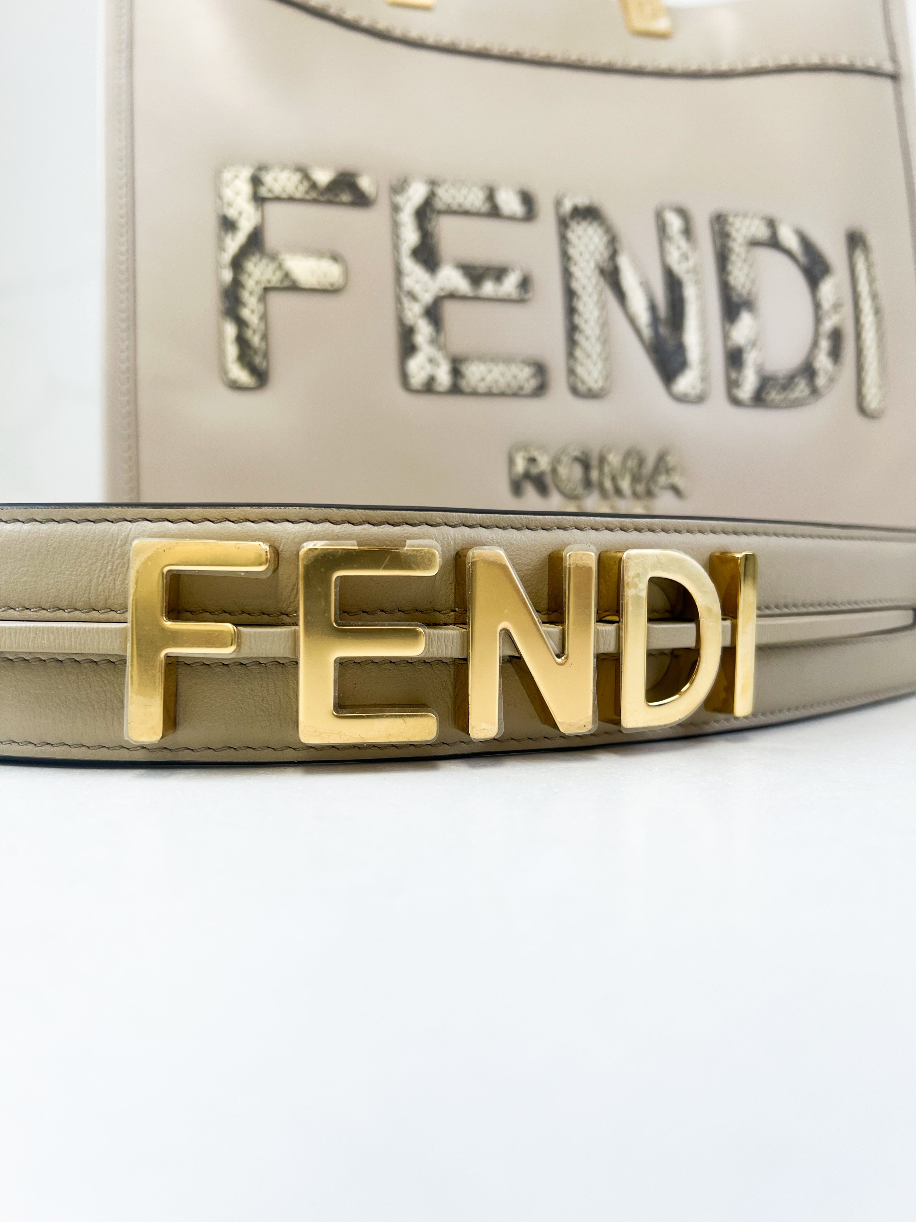 Fendi Medium Sunshine Tote Bag In Beige