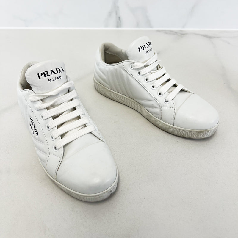 Prada White Leather Sneaker Size 36