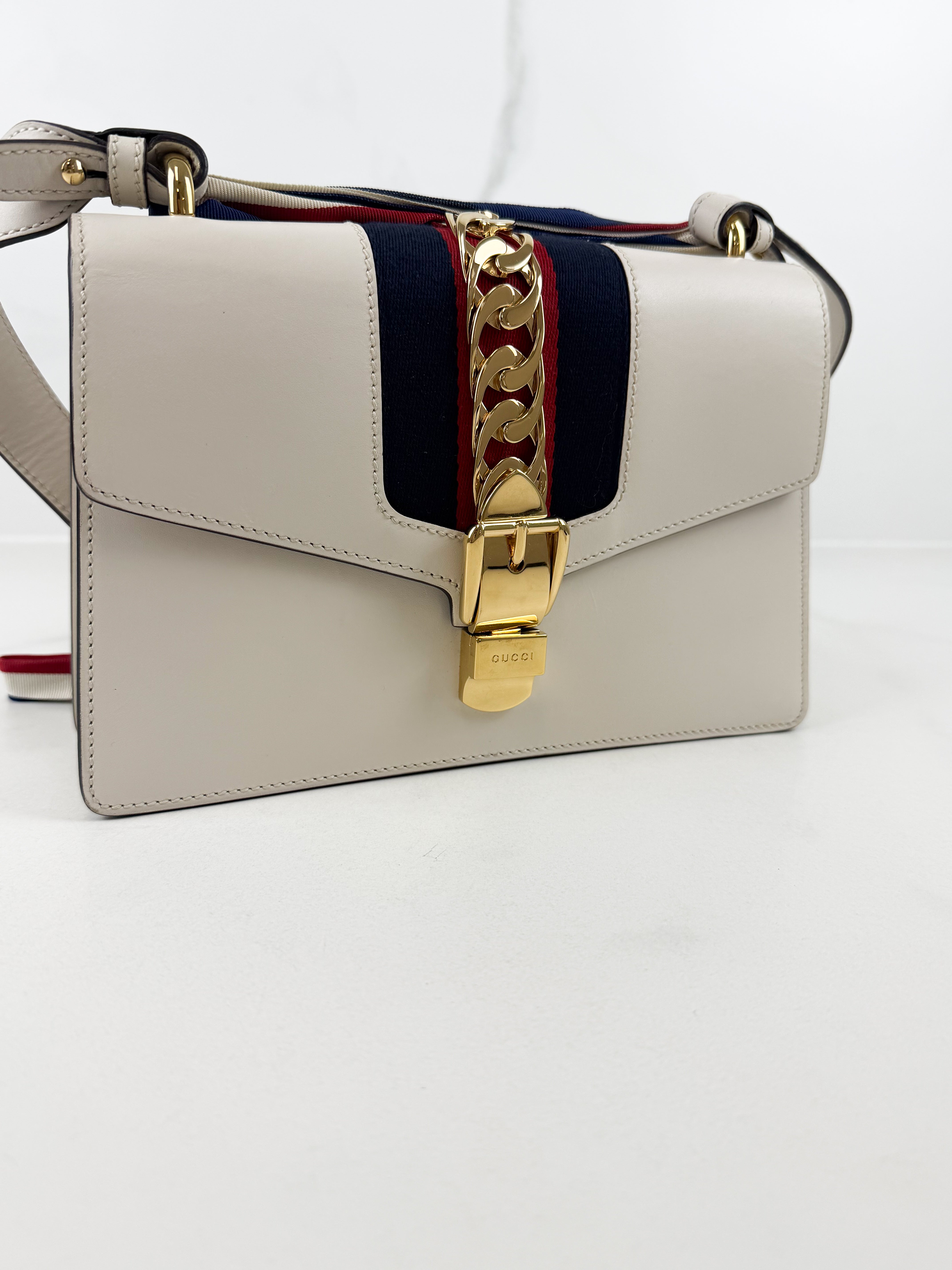 Gucci Small Sylvie White Shoulder Bag