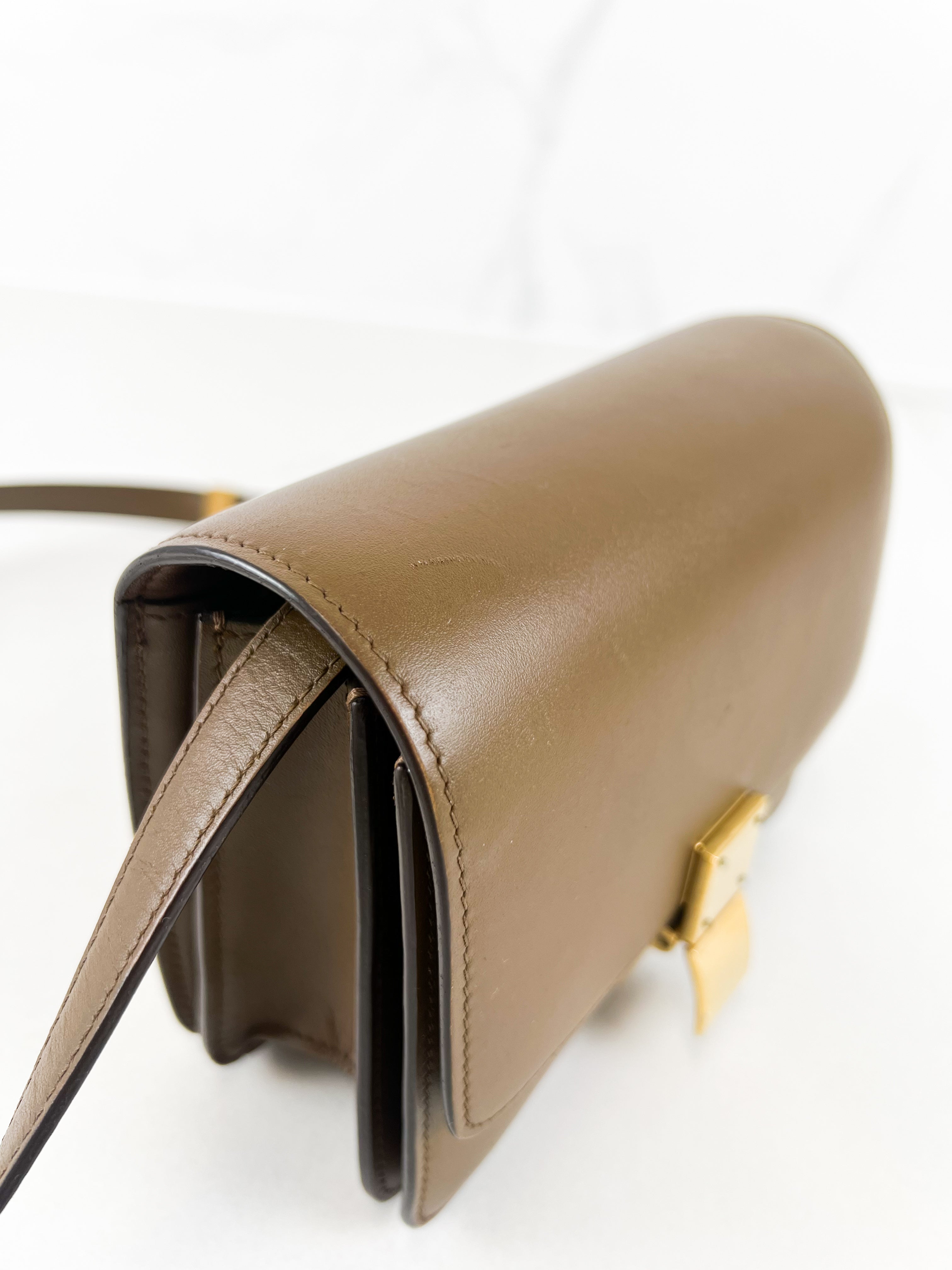 Celine Small Classic Box Flap Bag in Brown Leather