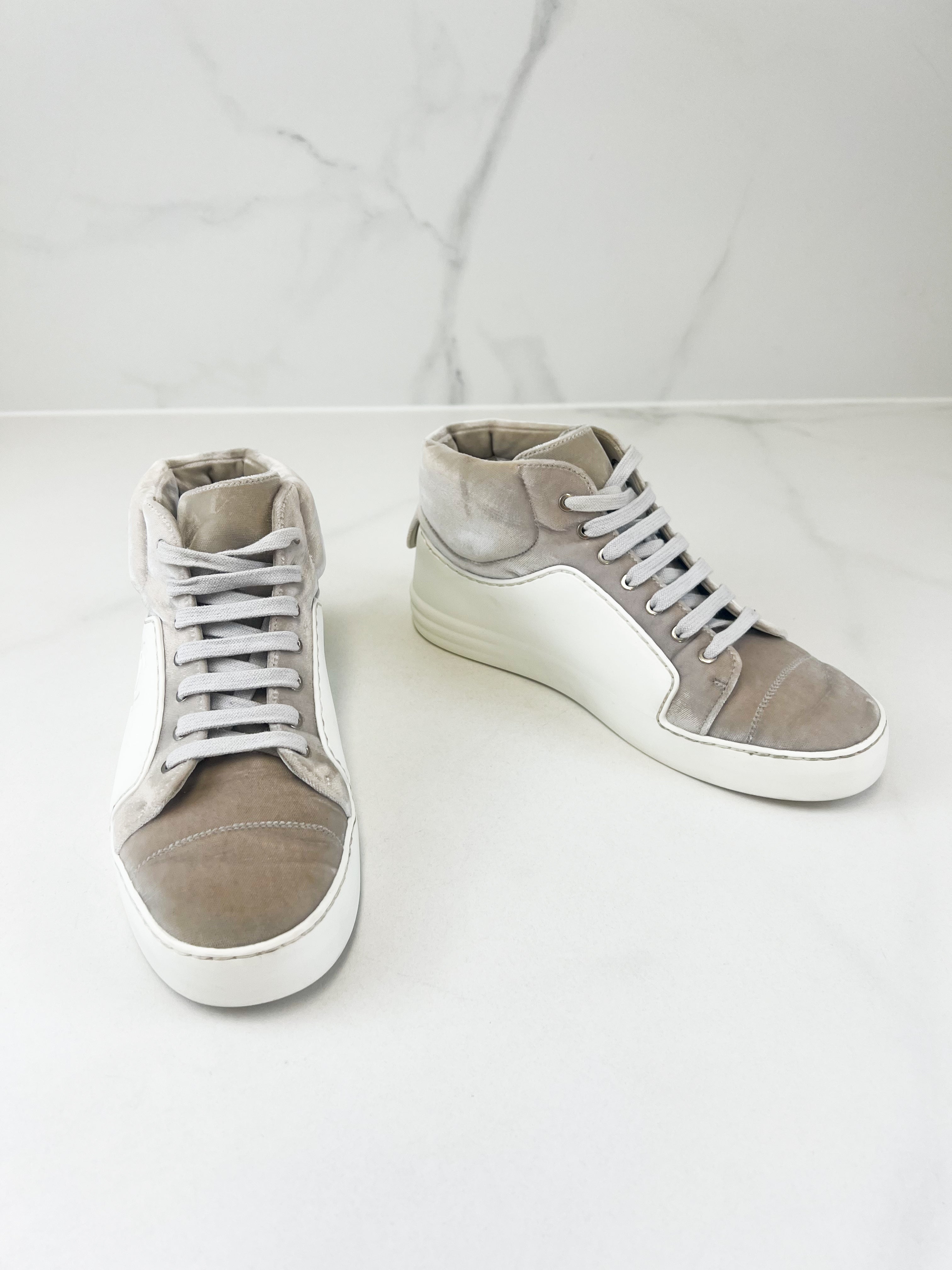 Chanel CC Velvet Leather Sneaker Size 37.5