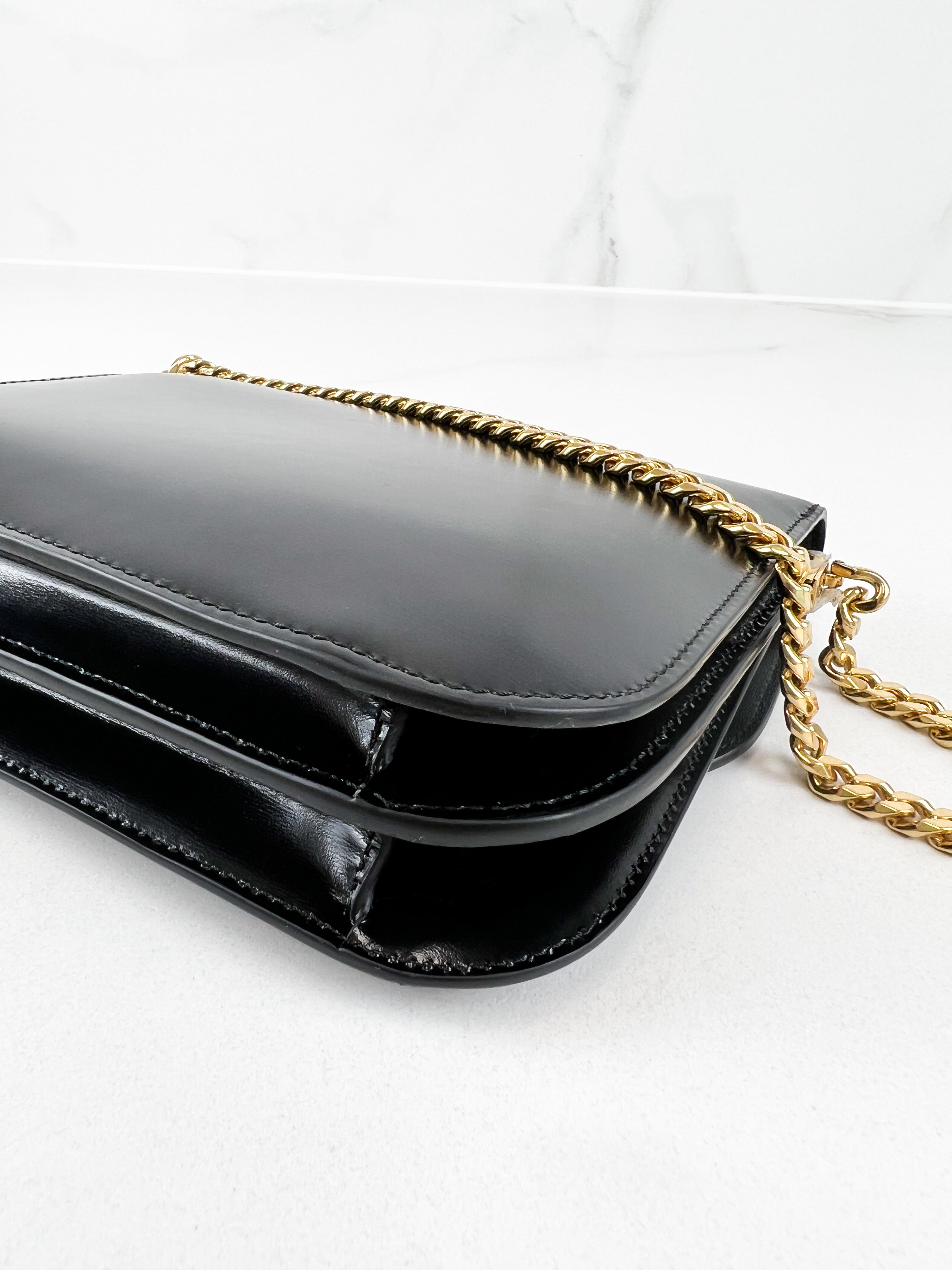 Celine Chain Claude Bag in Black Calfskin