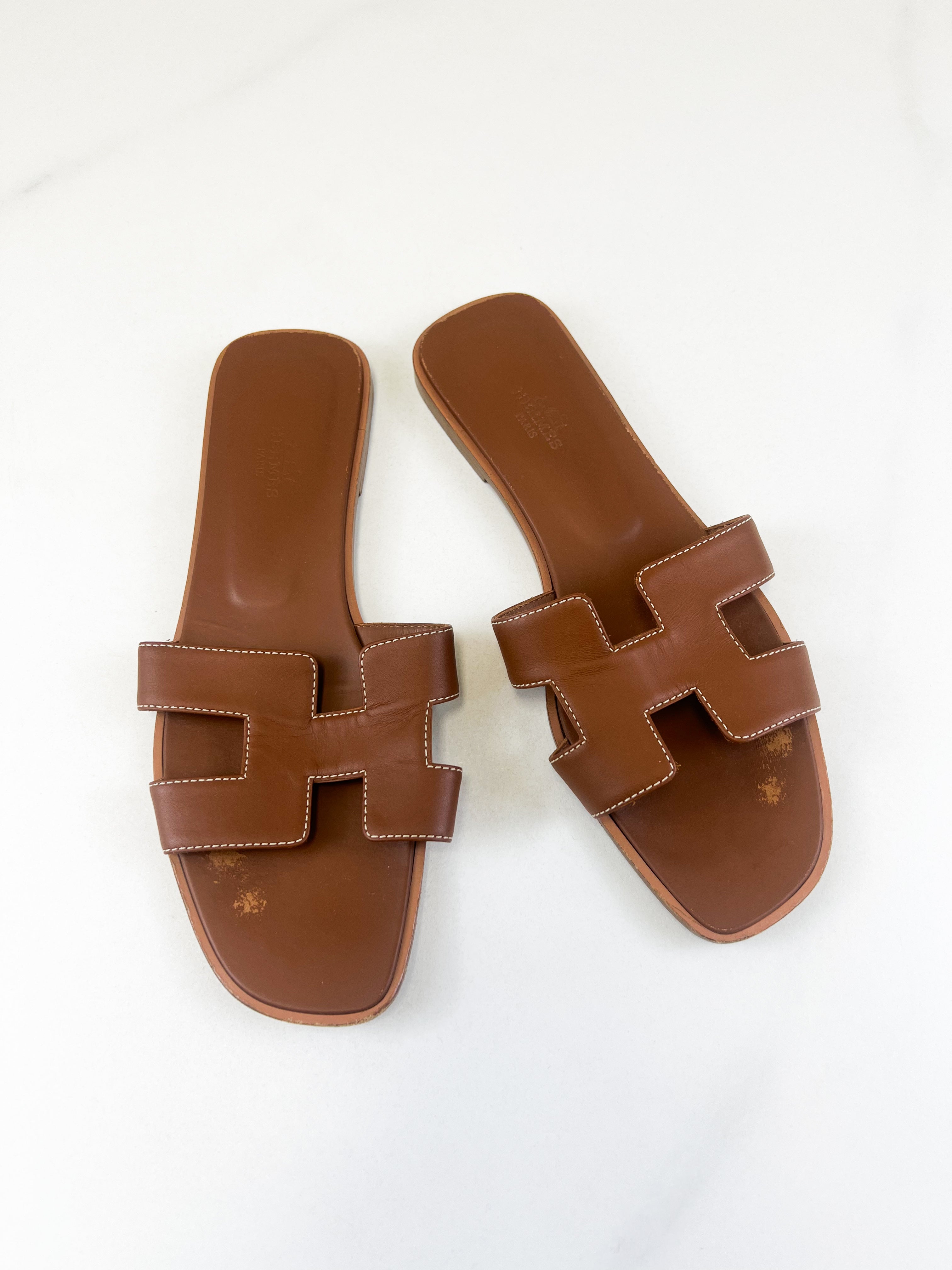 Hermes Oran Sandal in Tan Size 40.5