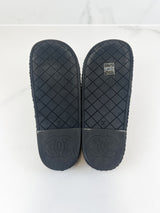 Chanel Black/Gold Woven Slides Size 38