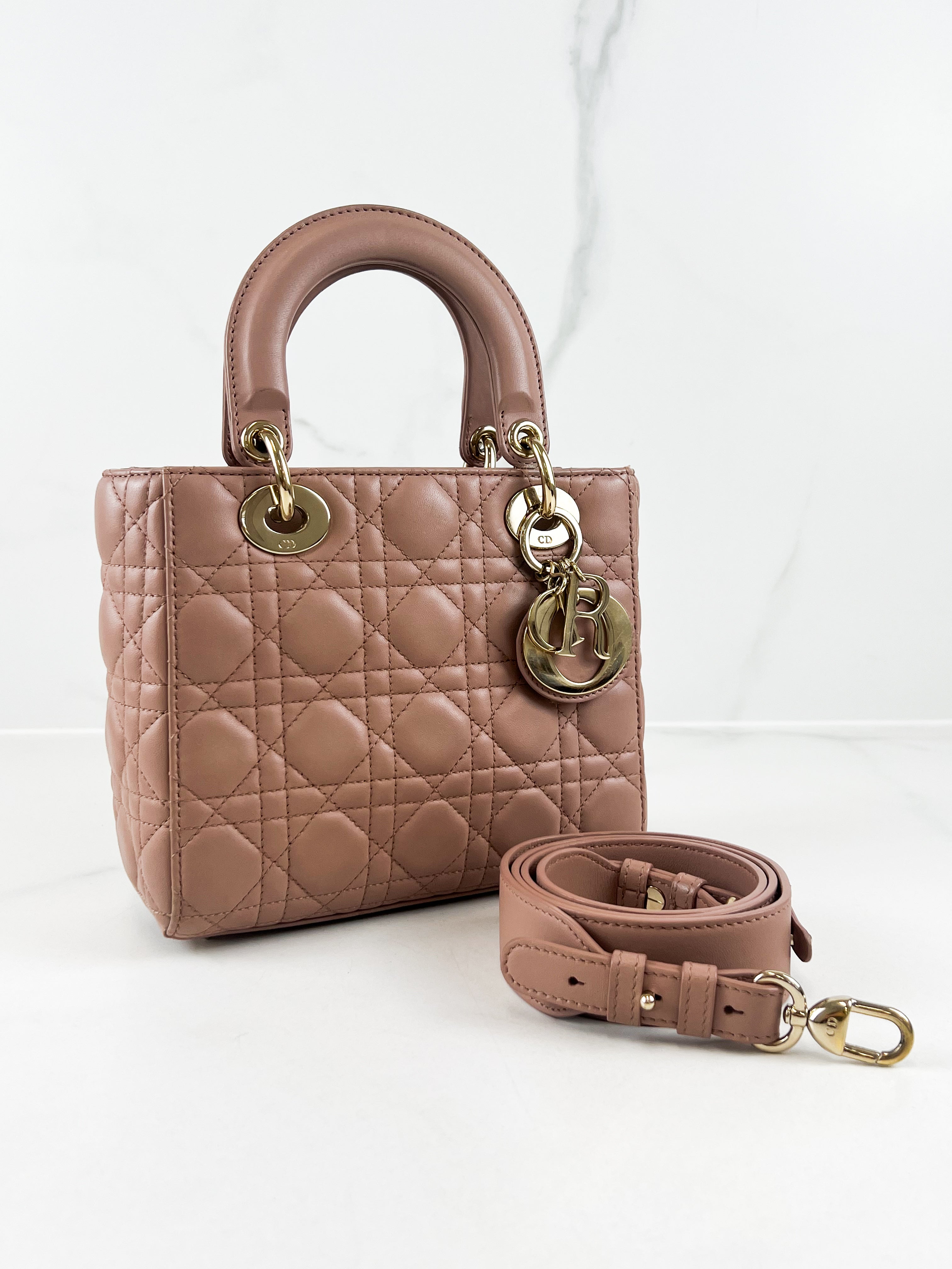 Christian Dior Small Lady Dior In Blush Cannage