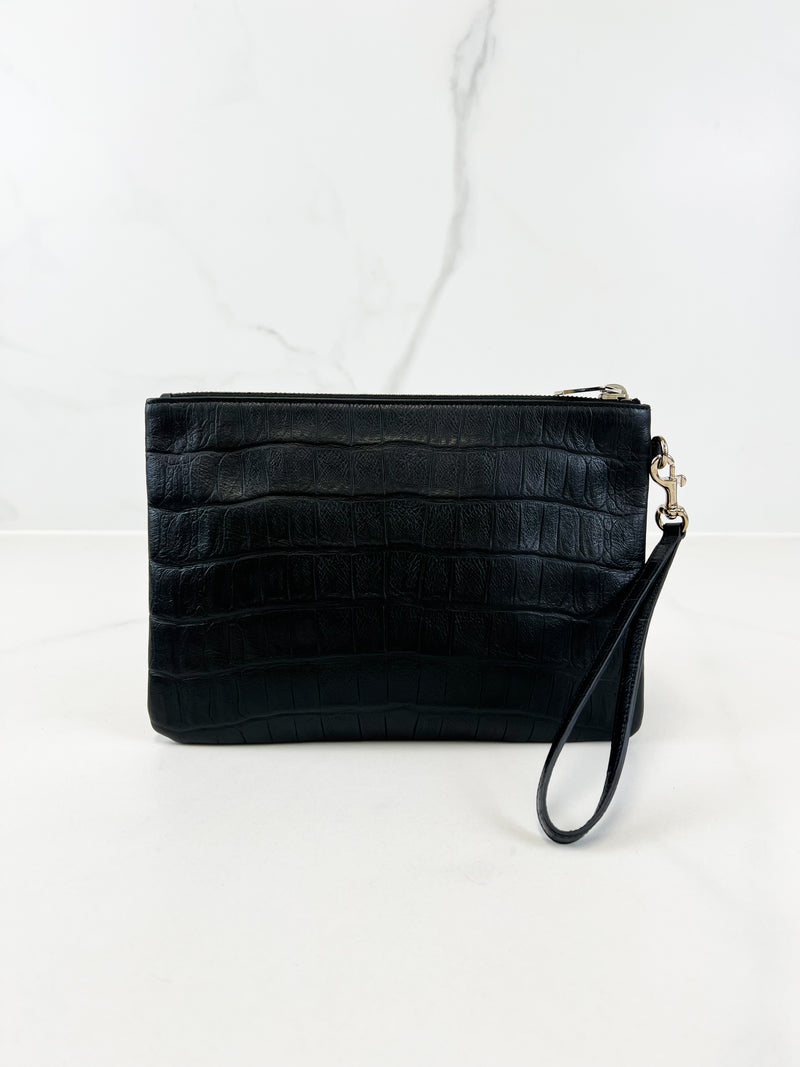 Saint Laurent Croc Pouch with SHW
