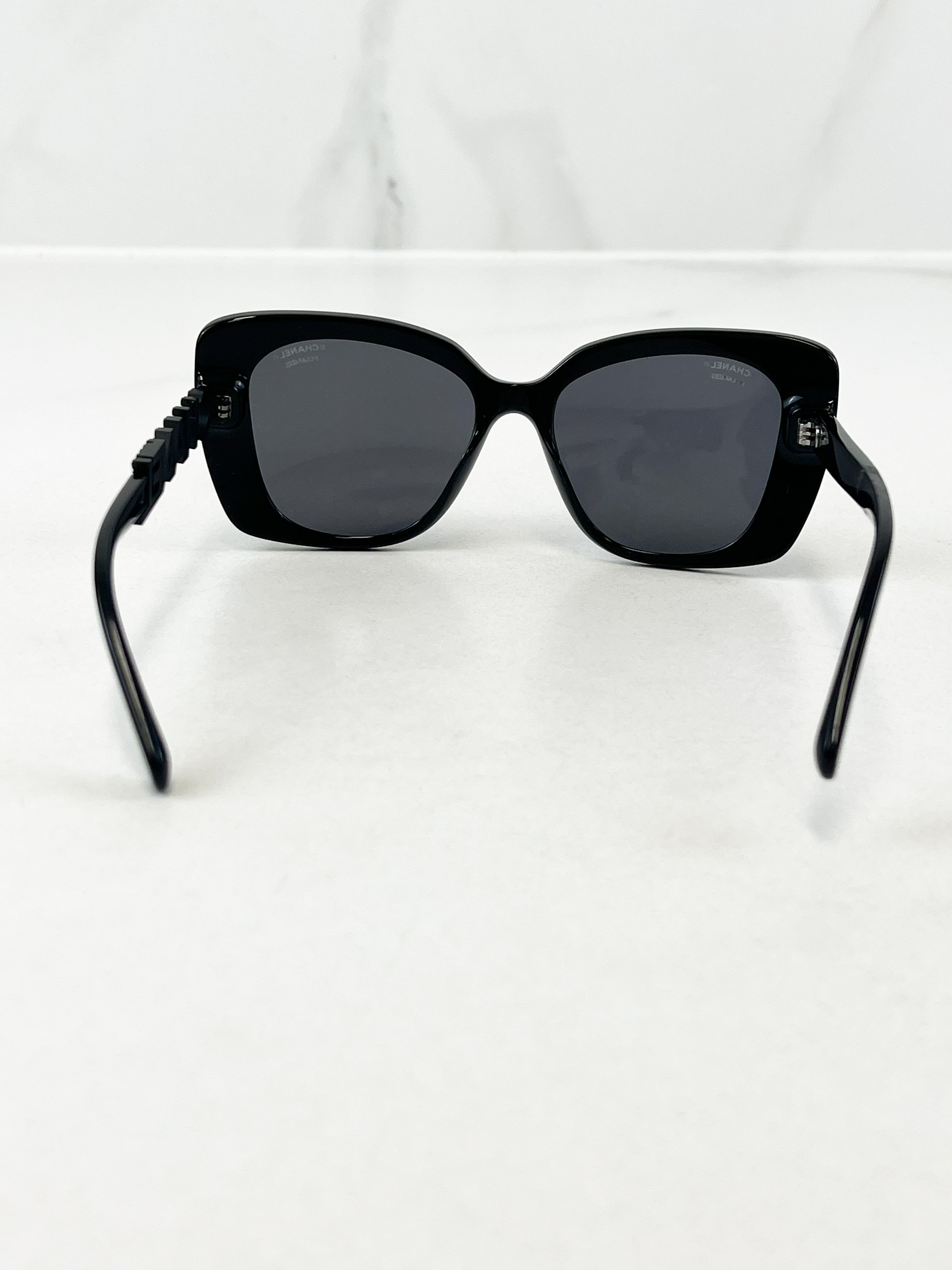 Chanel Black Acetate Logo Sunglasses