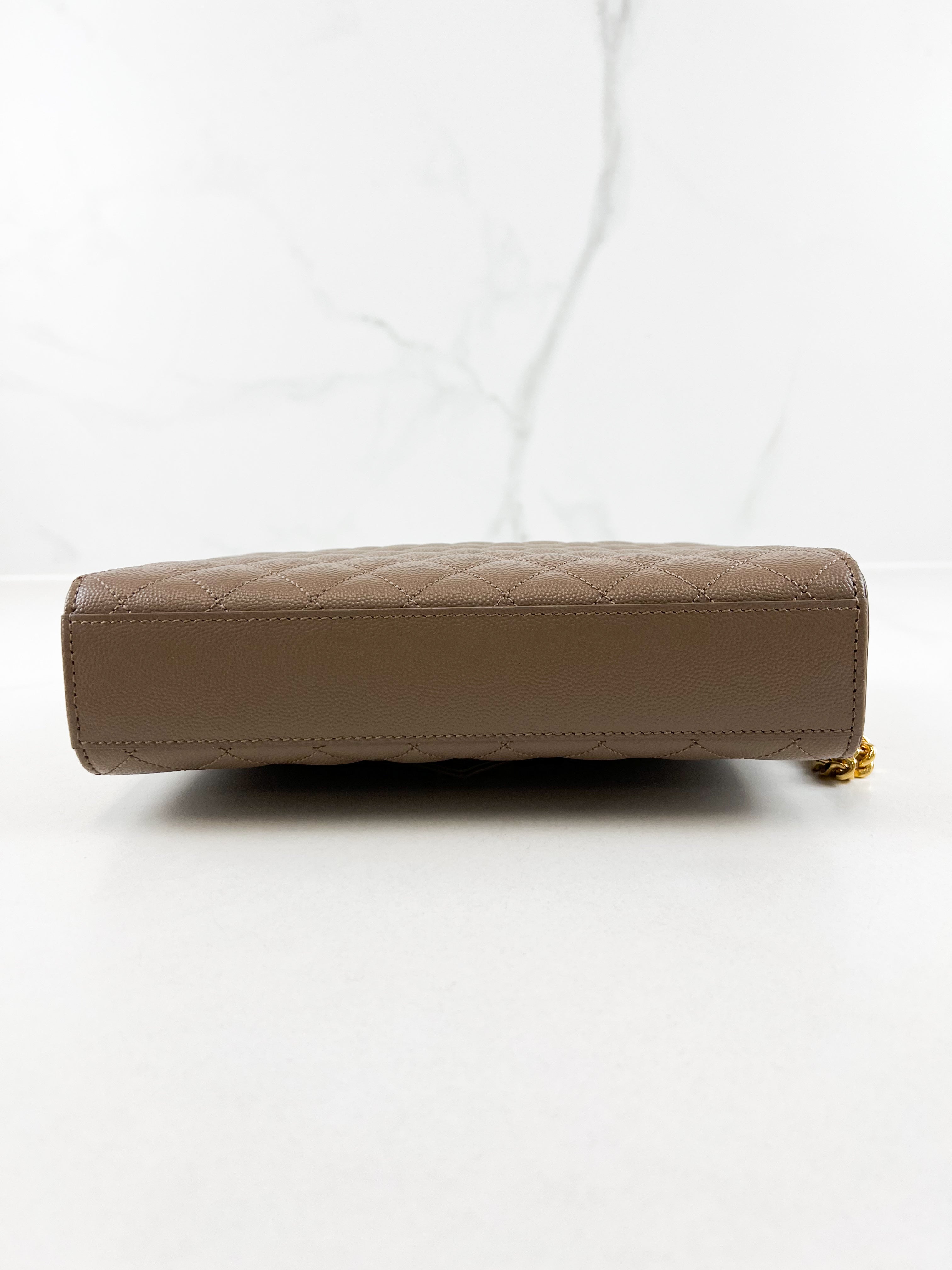 Saint Laurent Medium Beige Envelope Matelasse Shoulder Bag