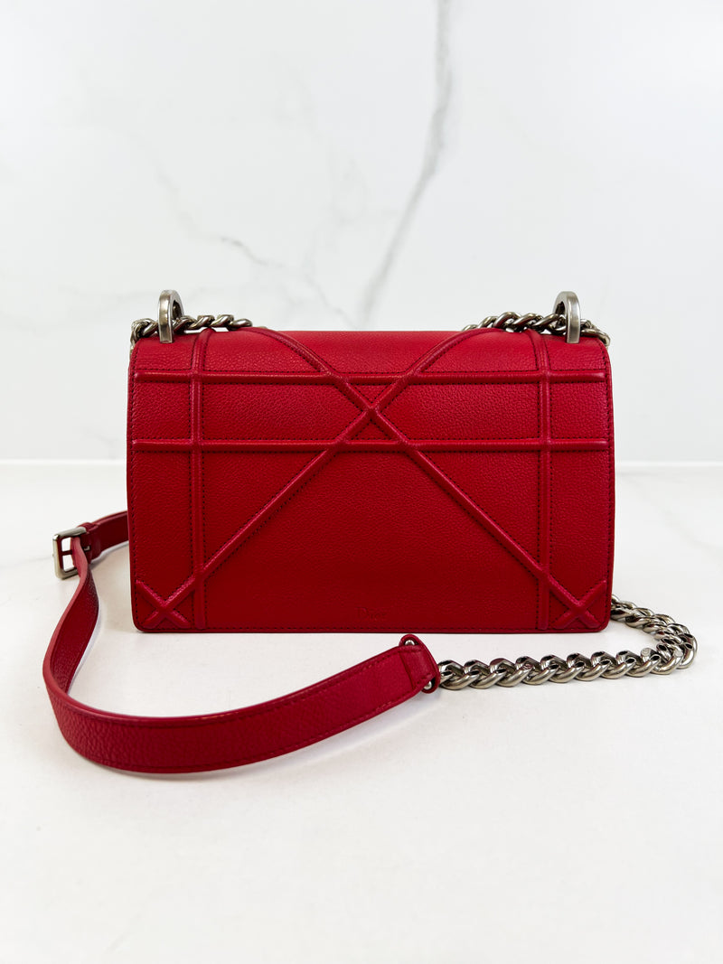 Christian Dior Red Small Diorama Shoulder Bag SHW
