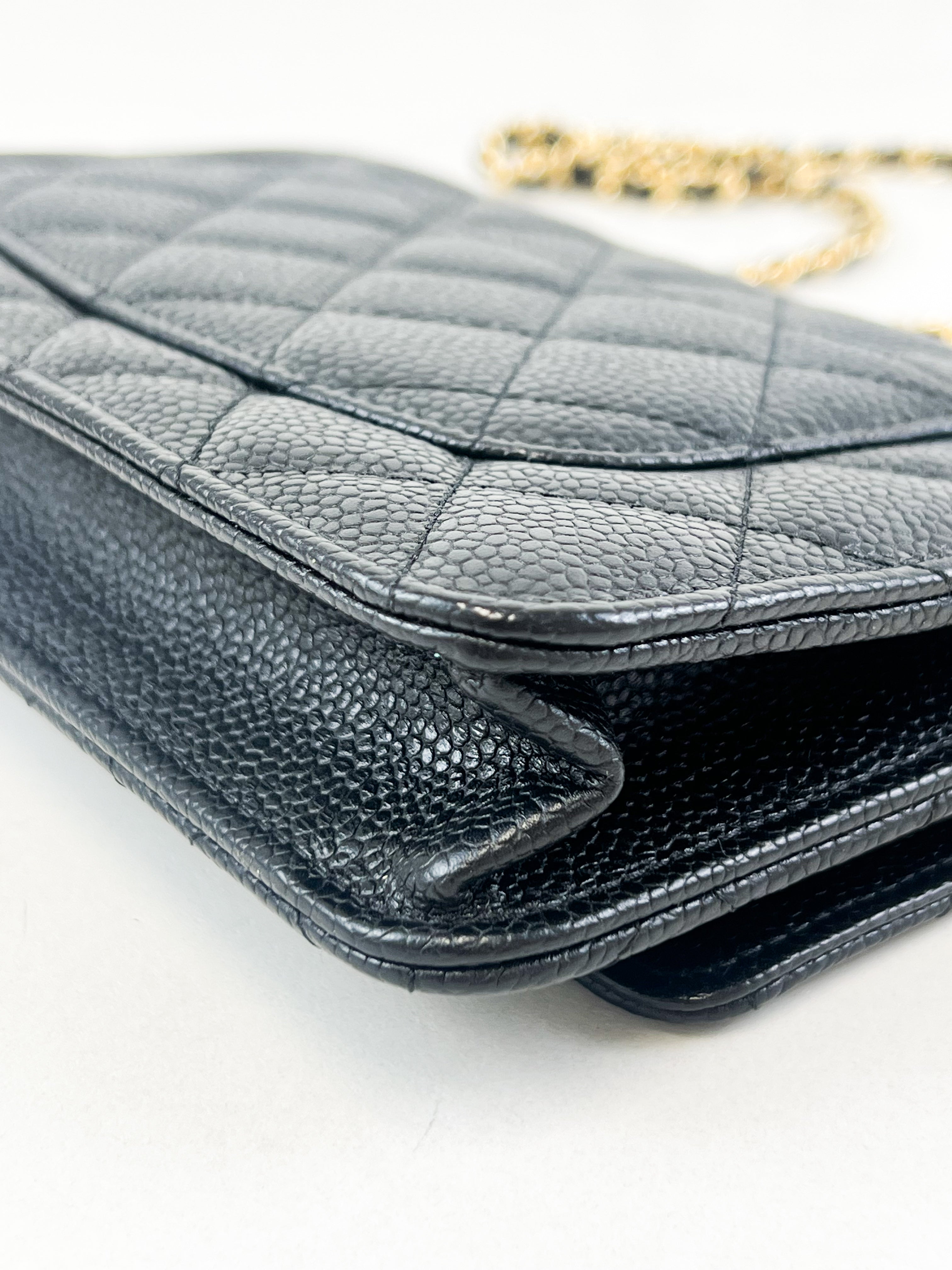 Chanel Black Classic Caviar CC WOC with GHW