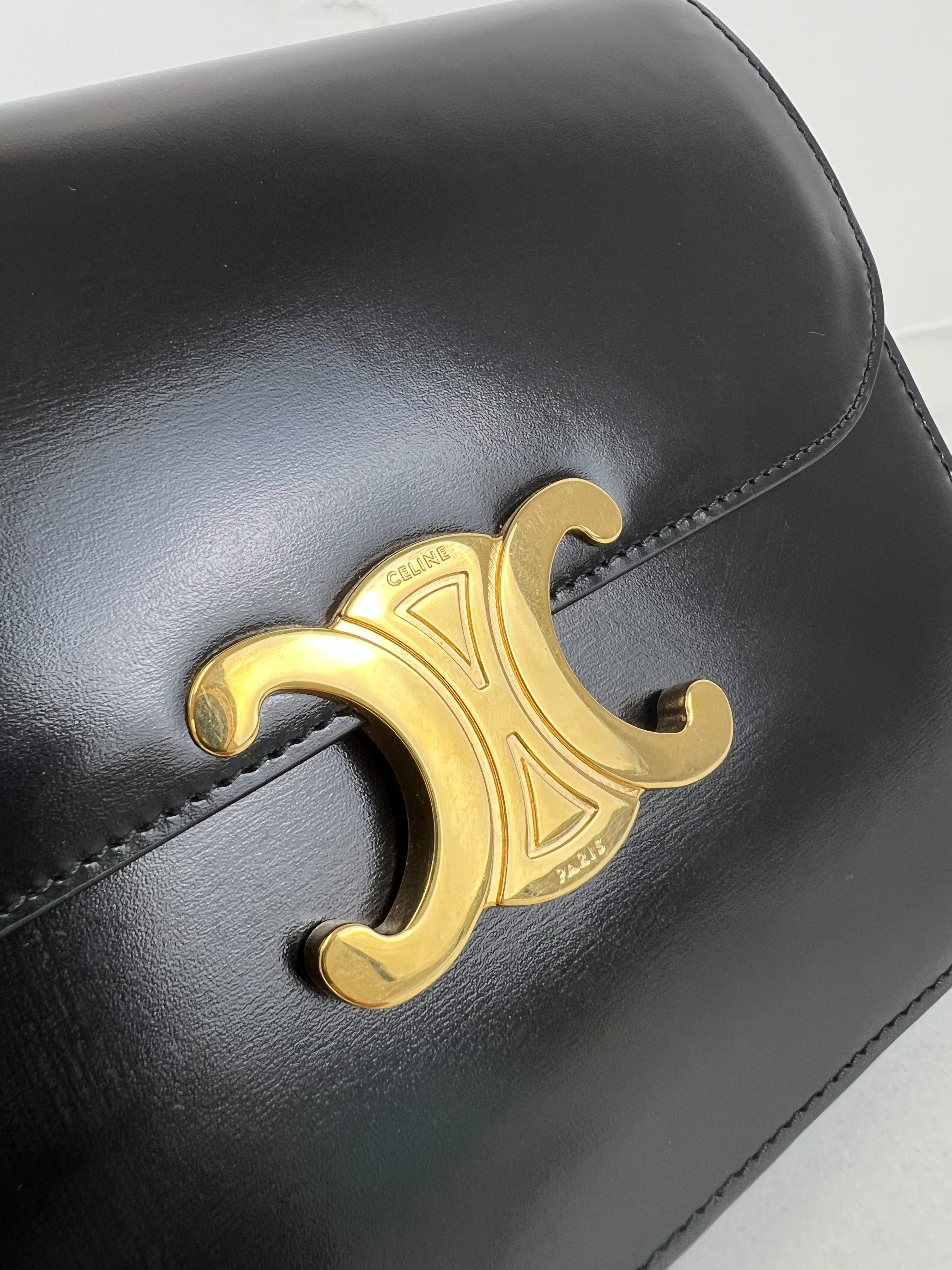 Celine Chain Claude Bag in Black Calfskin