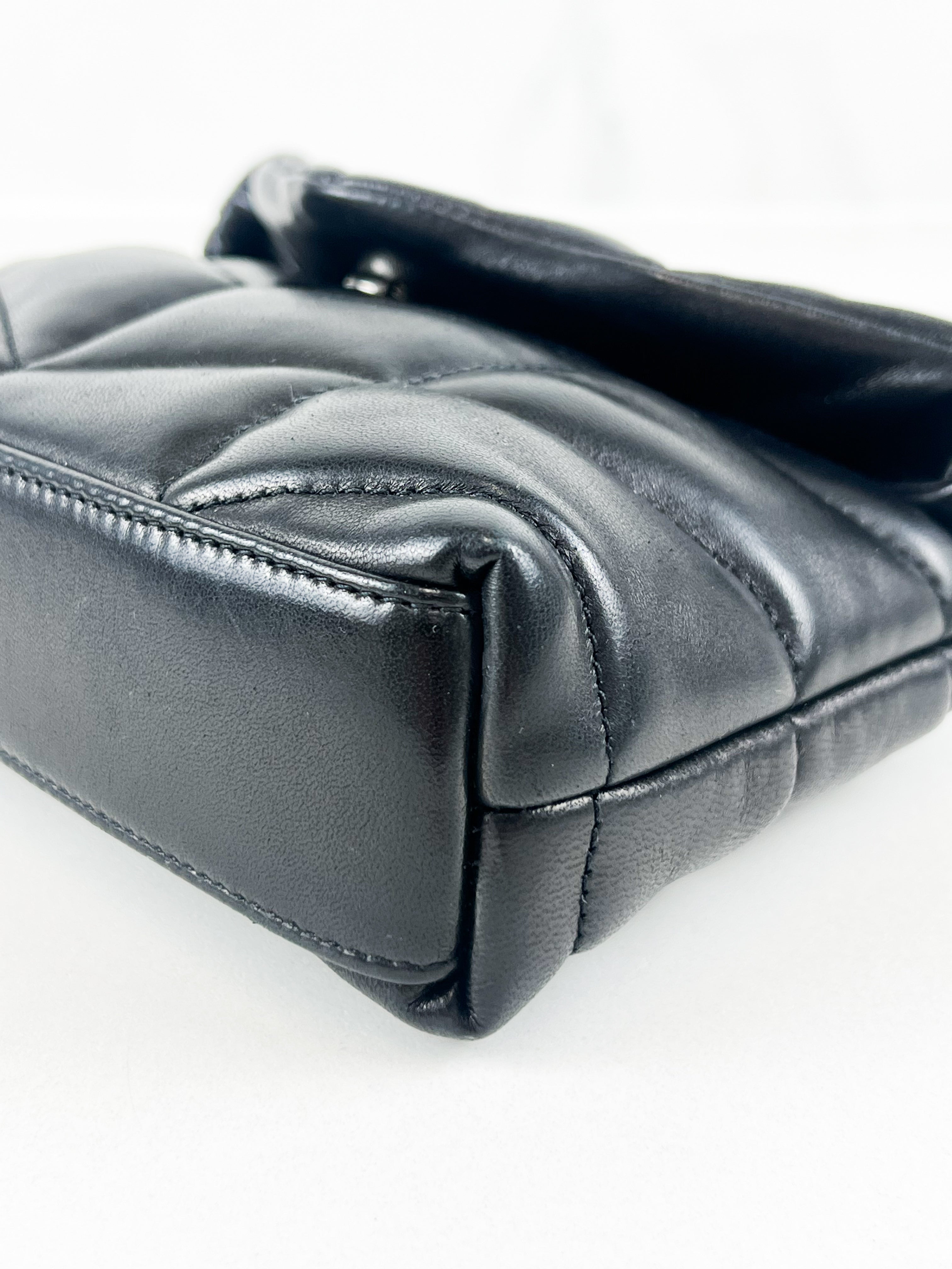 Saint Laurent Loulou Puffer Pouch in Black Lambskin