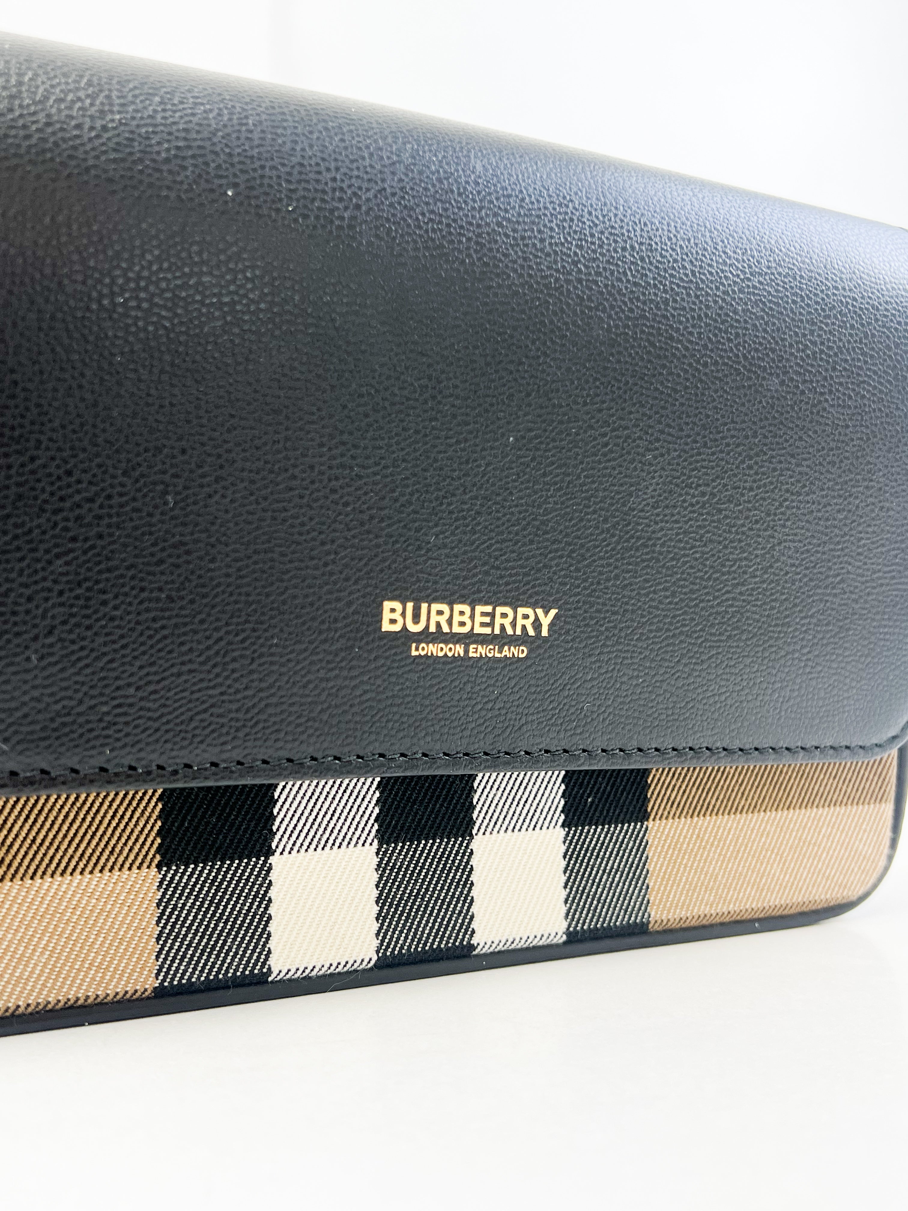 Burberry Leather and Vintage Check Note Crossbody Bag