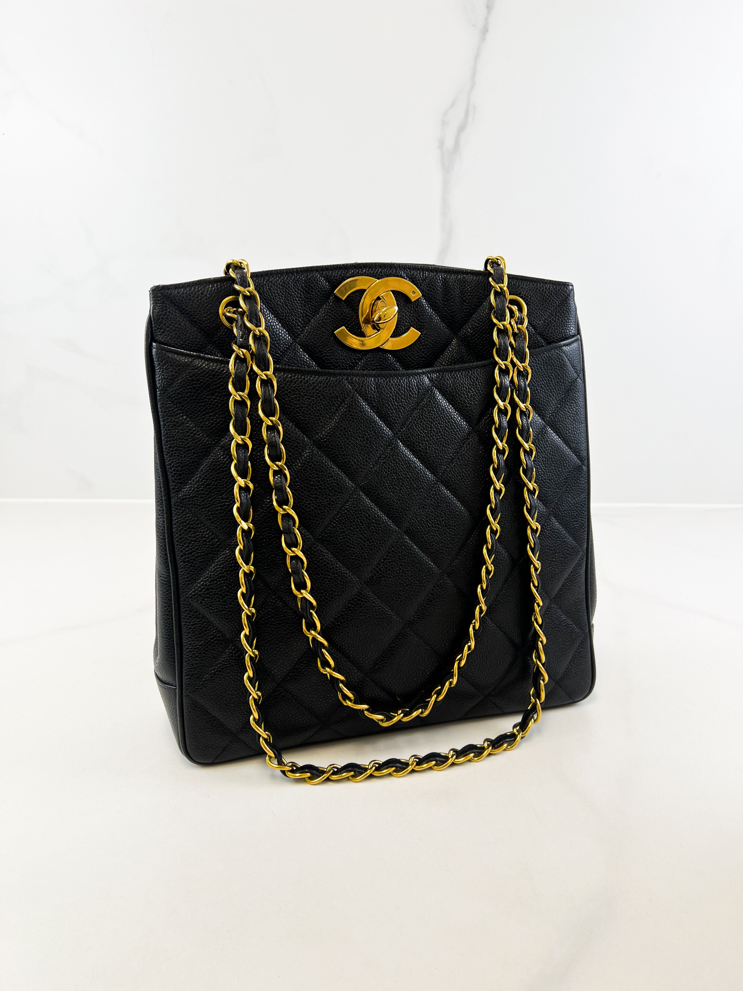 Chanel CC Black Caviar Timeless Petite Shoulder Bag