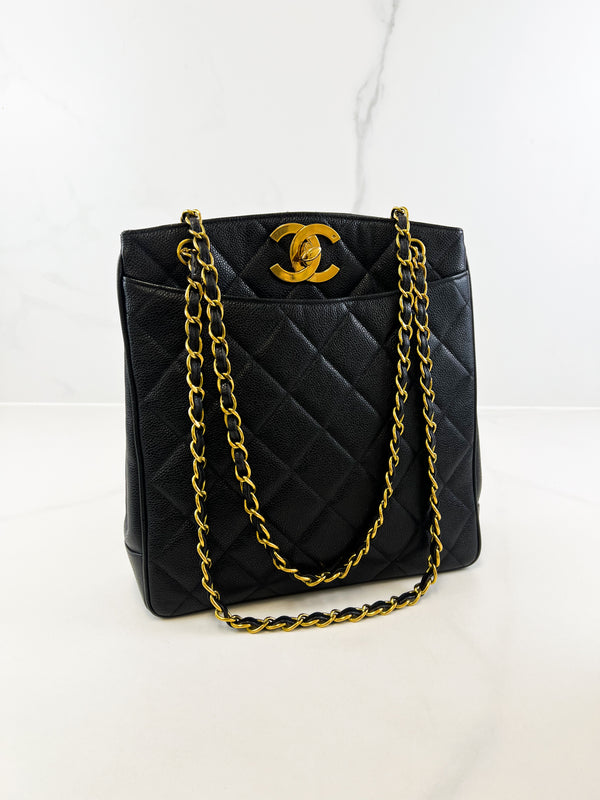 Chanel CC Black Caviar Timeless Petite Shoulder Bag