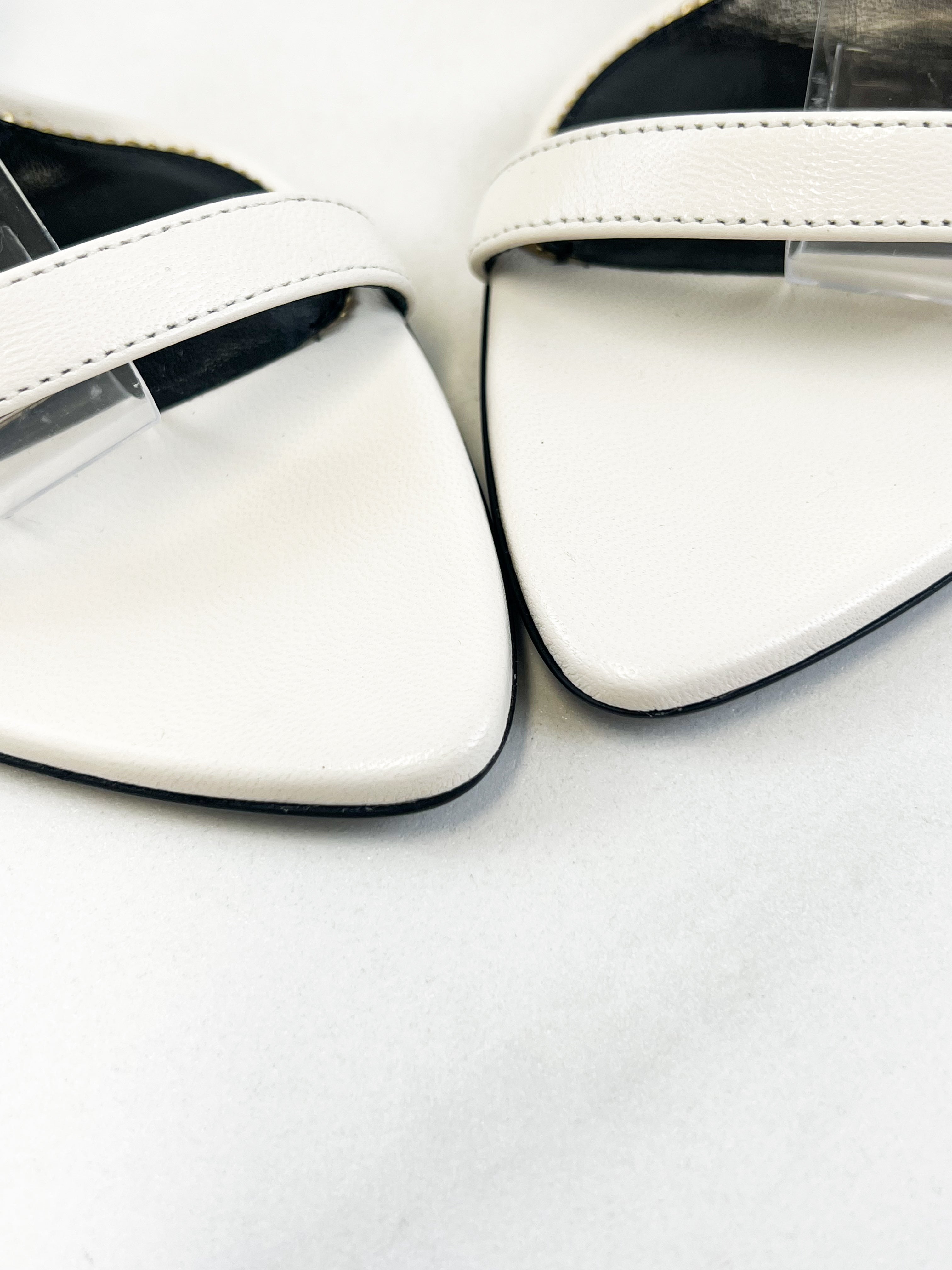 Tom Ford White Padlock Leather Sandal Size 37