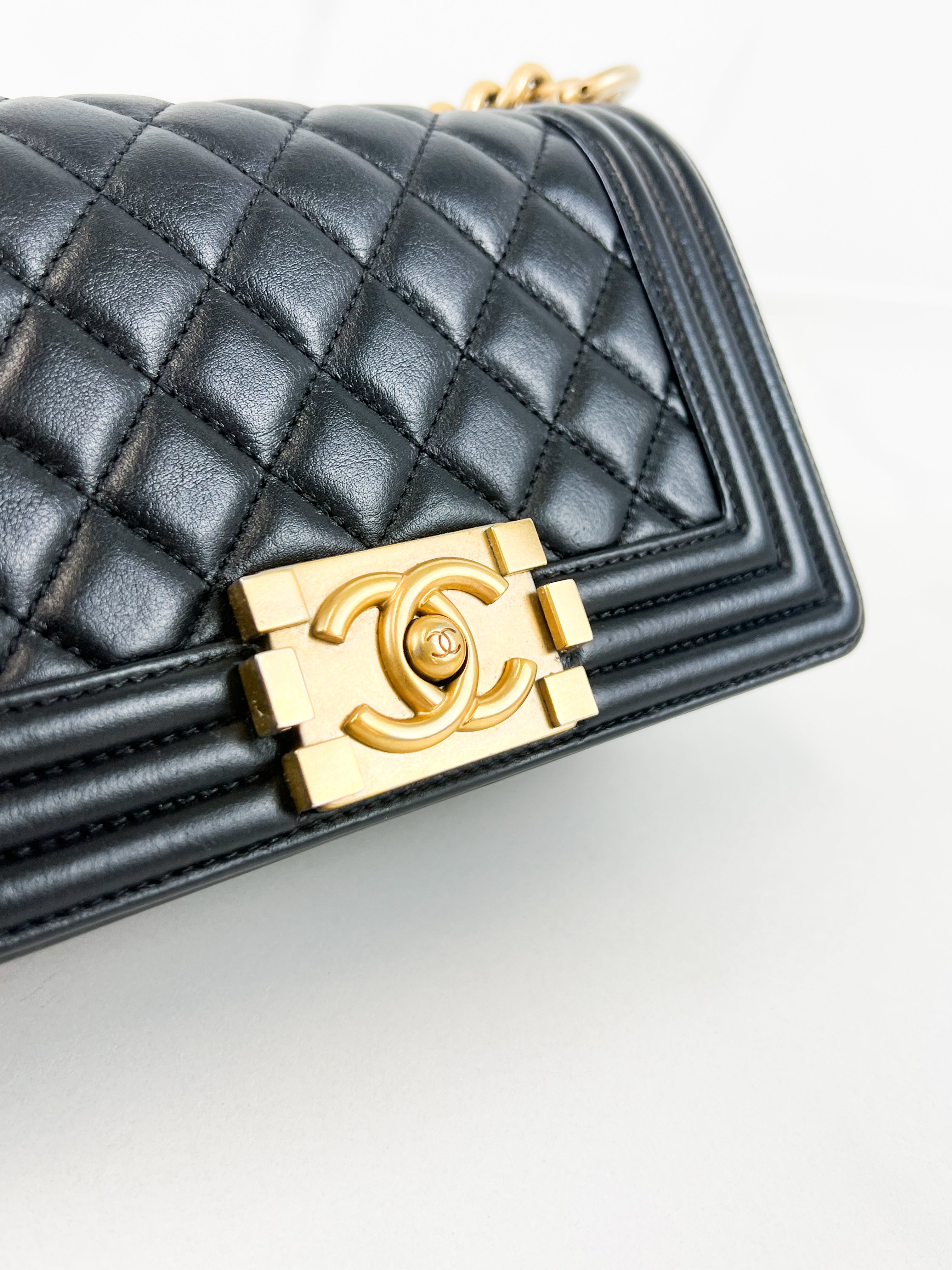Chanel Small Quilted Calfskin Boy Bag with Gold Hardware