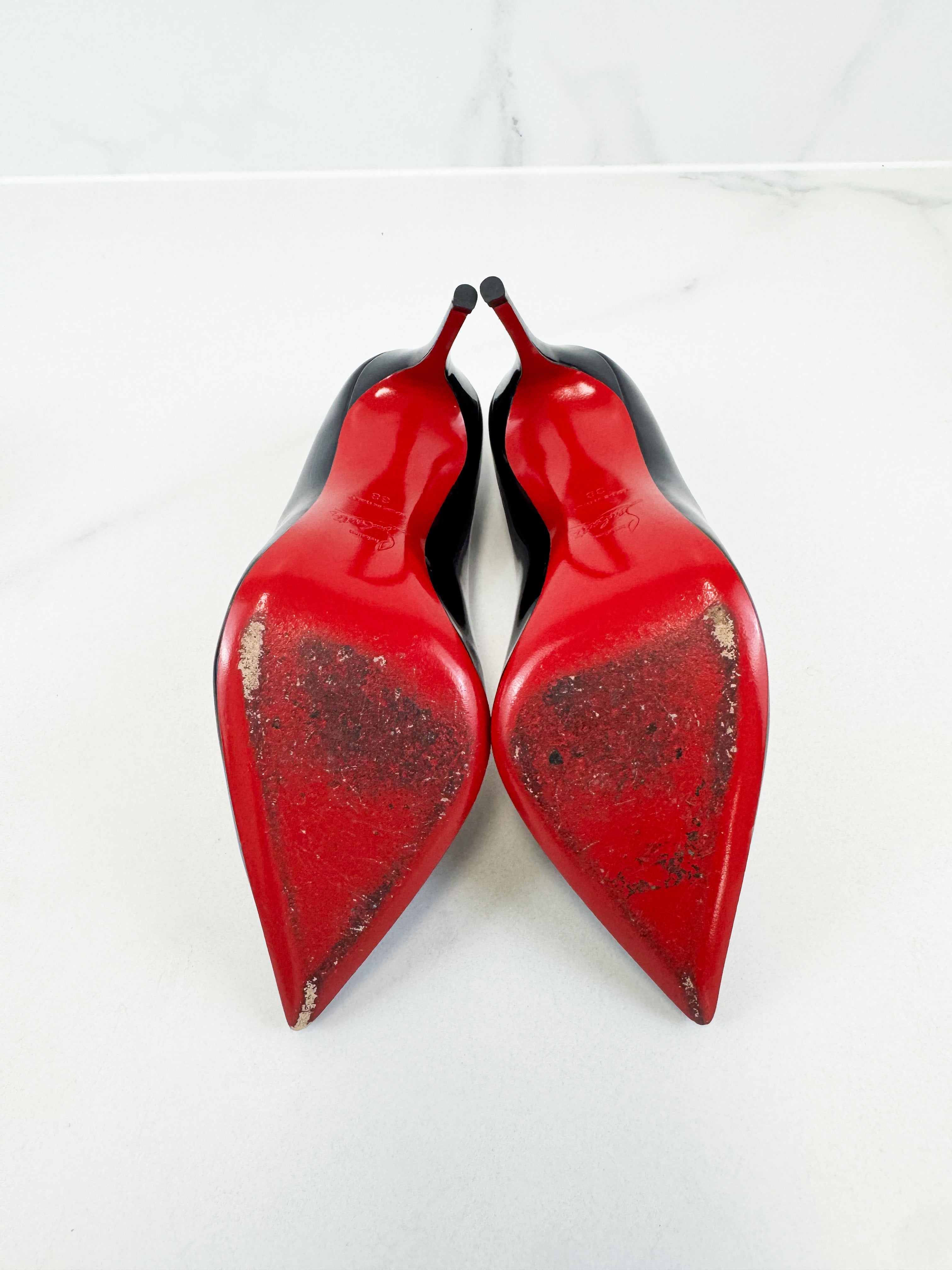 Christian Louboutin Black Pigalle Follies 100 Patent Size 38