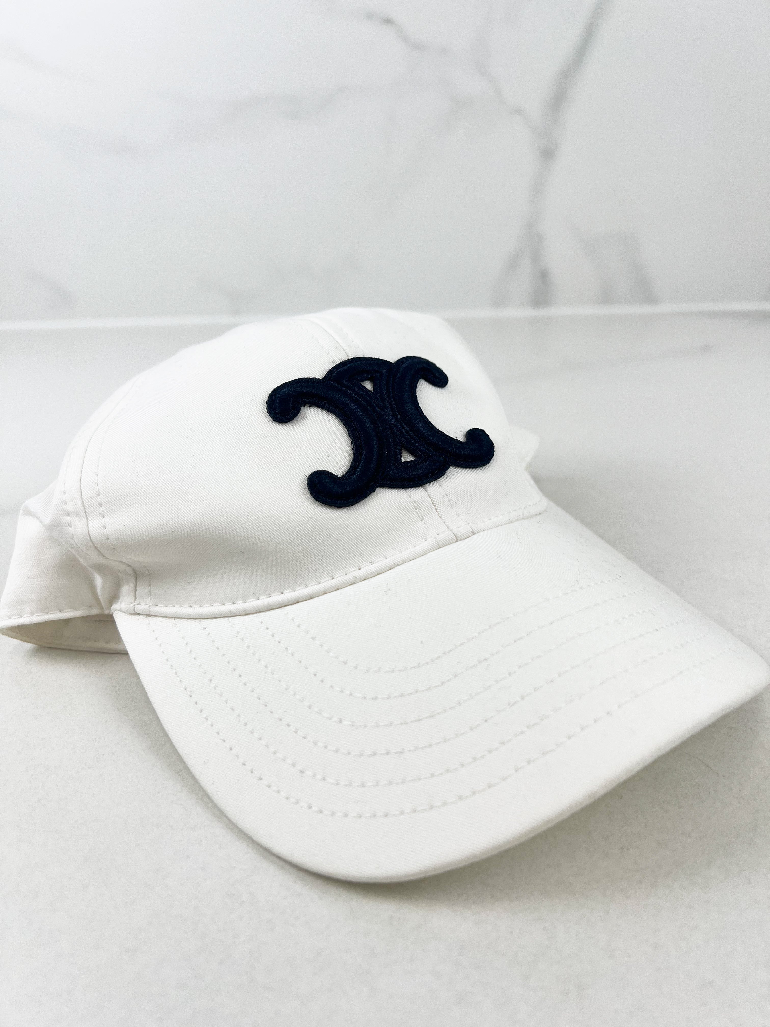 Celine Navy Logo White Cap Size S