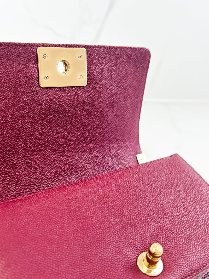 Chanel Small Burgundy Caviar Boy Bag